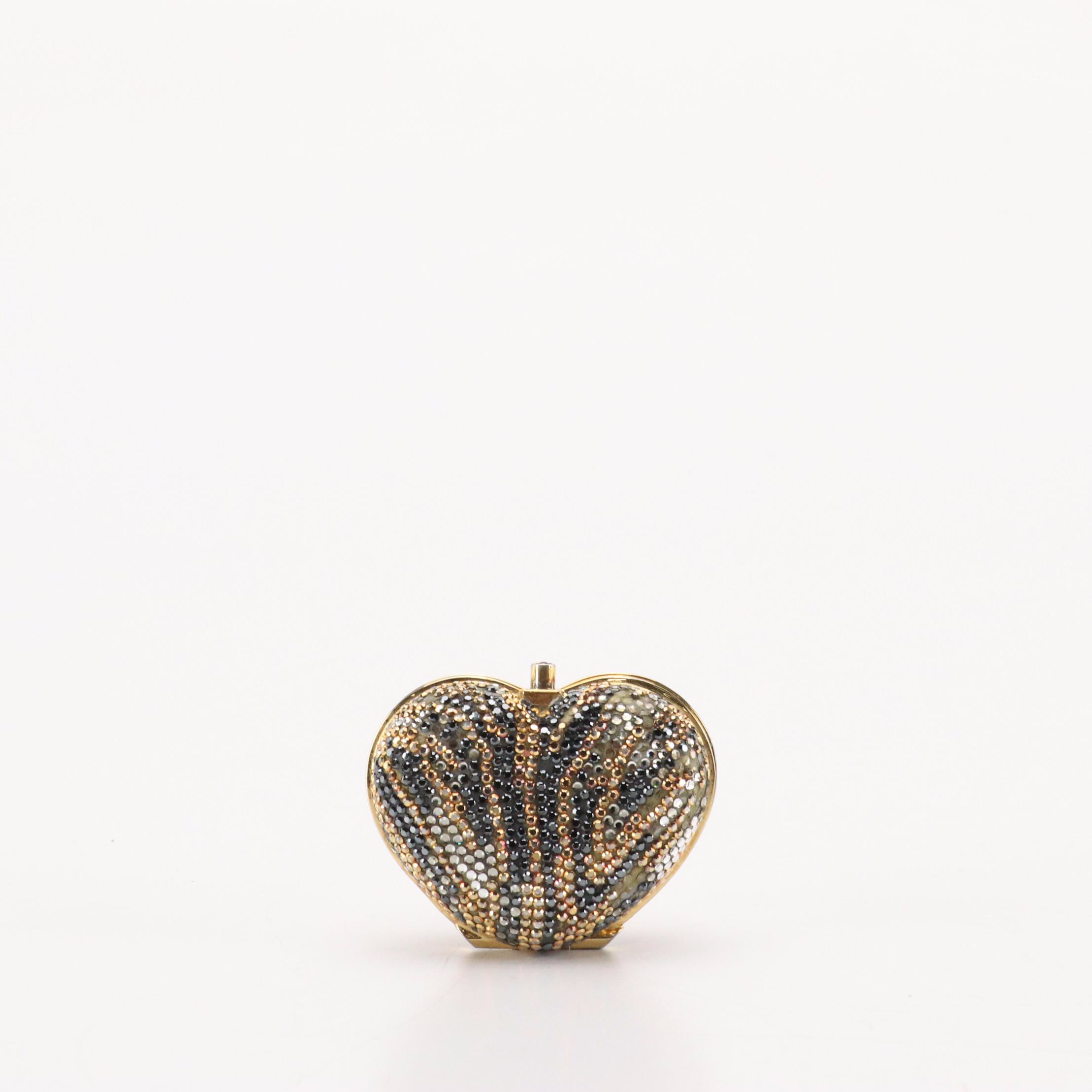 Judith Leiber Heart Crystal Sequin Pillbox