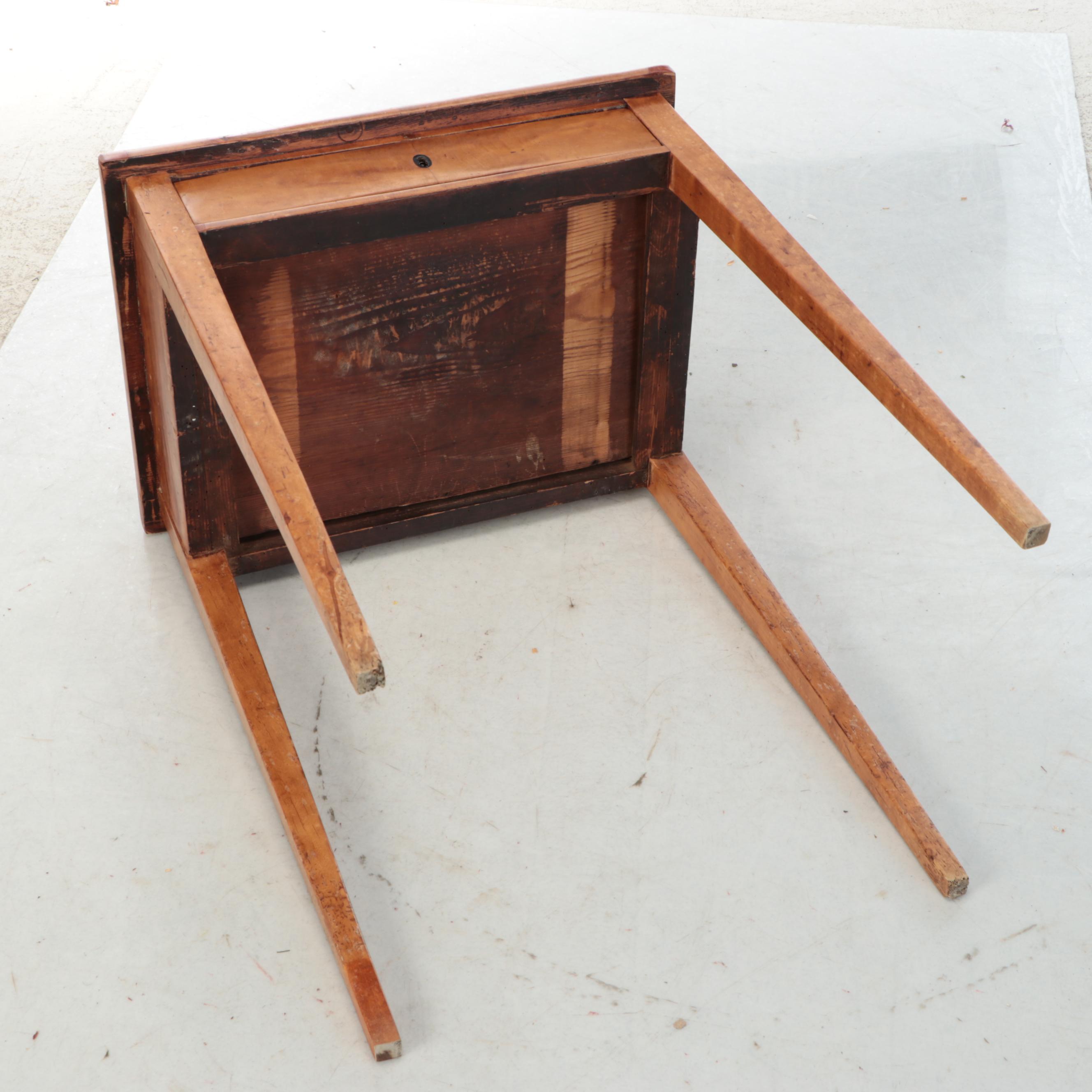 Biedermeier Burl Wood One-Drawer Side Table
