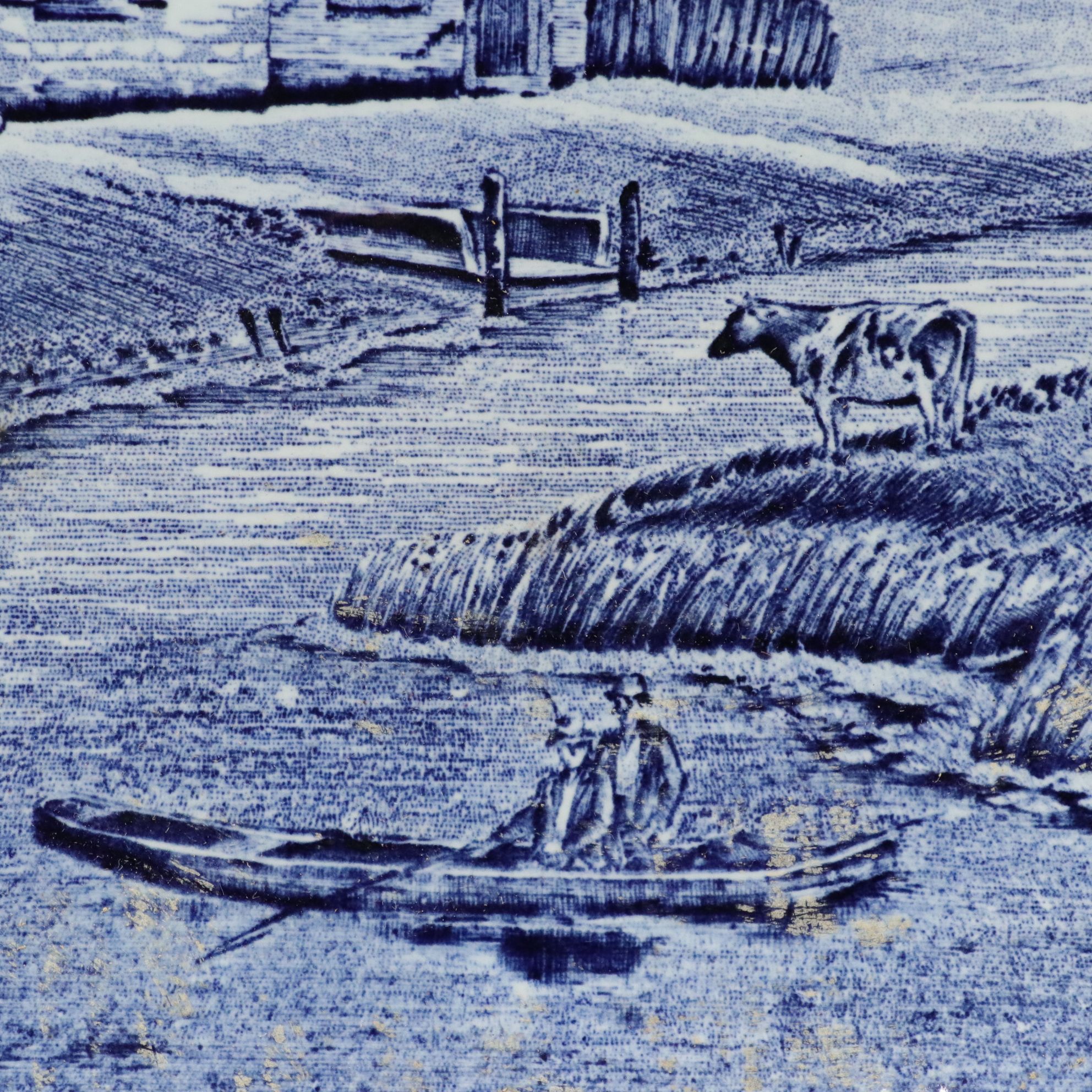 Three Boch Belgian Delfts Chargers with J. Sonneville Landscape Scenes