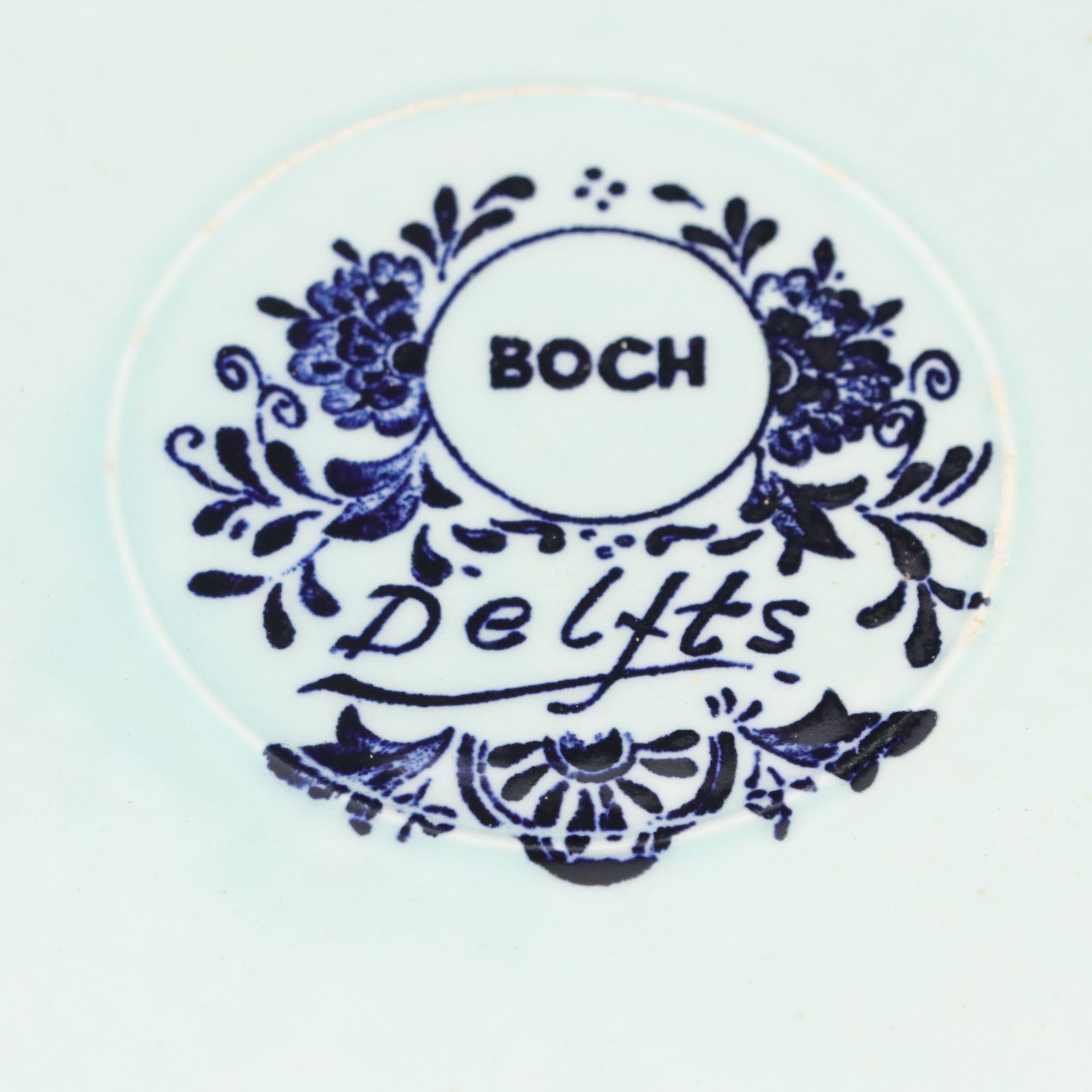 Three Boch Belgian Delfts Chargers with J. Sonneville Landscape Scenes