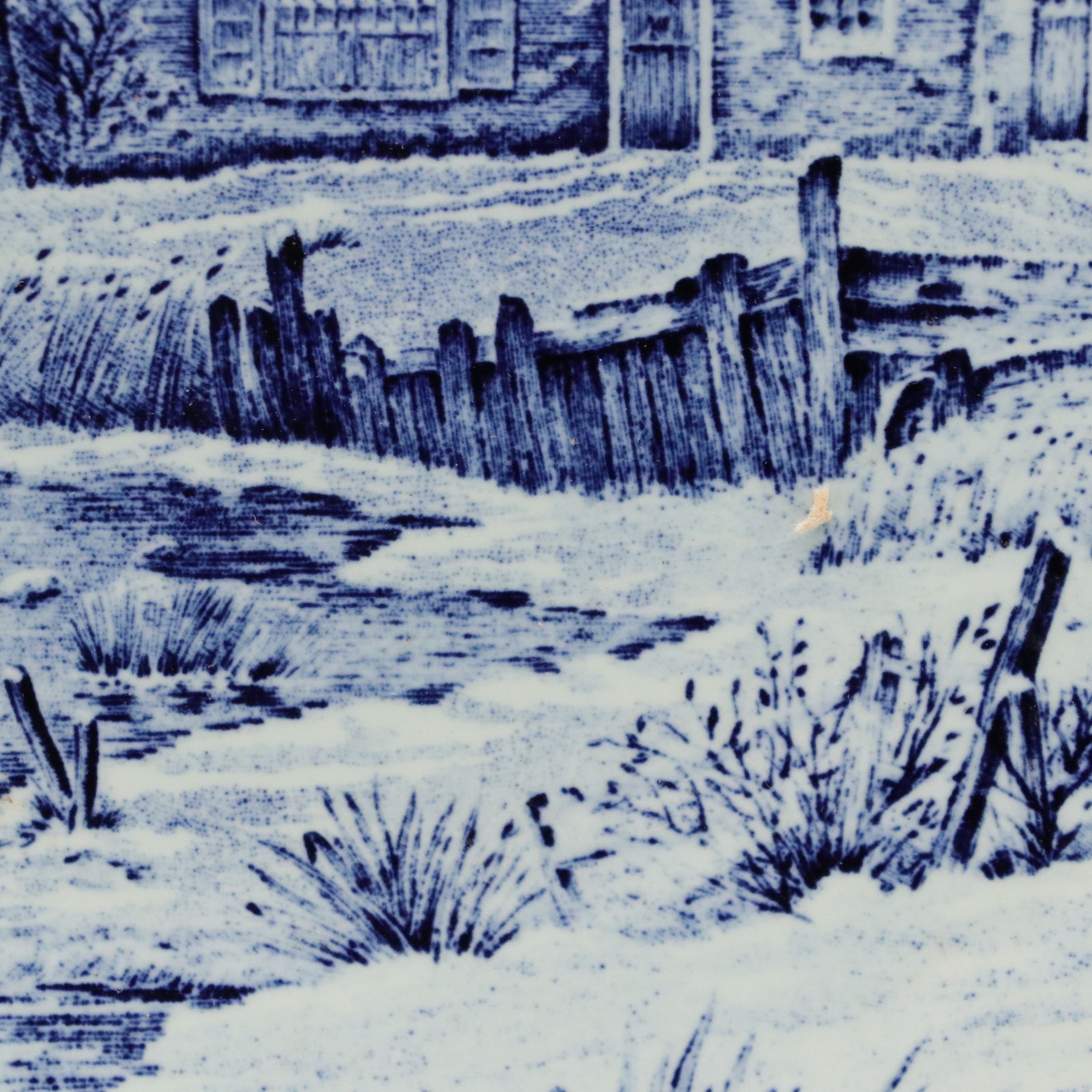 Three Boch Belgian Delfts Chargers with J. Sonneville Landscape Scenes