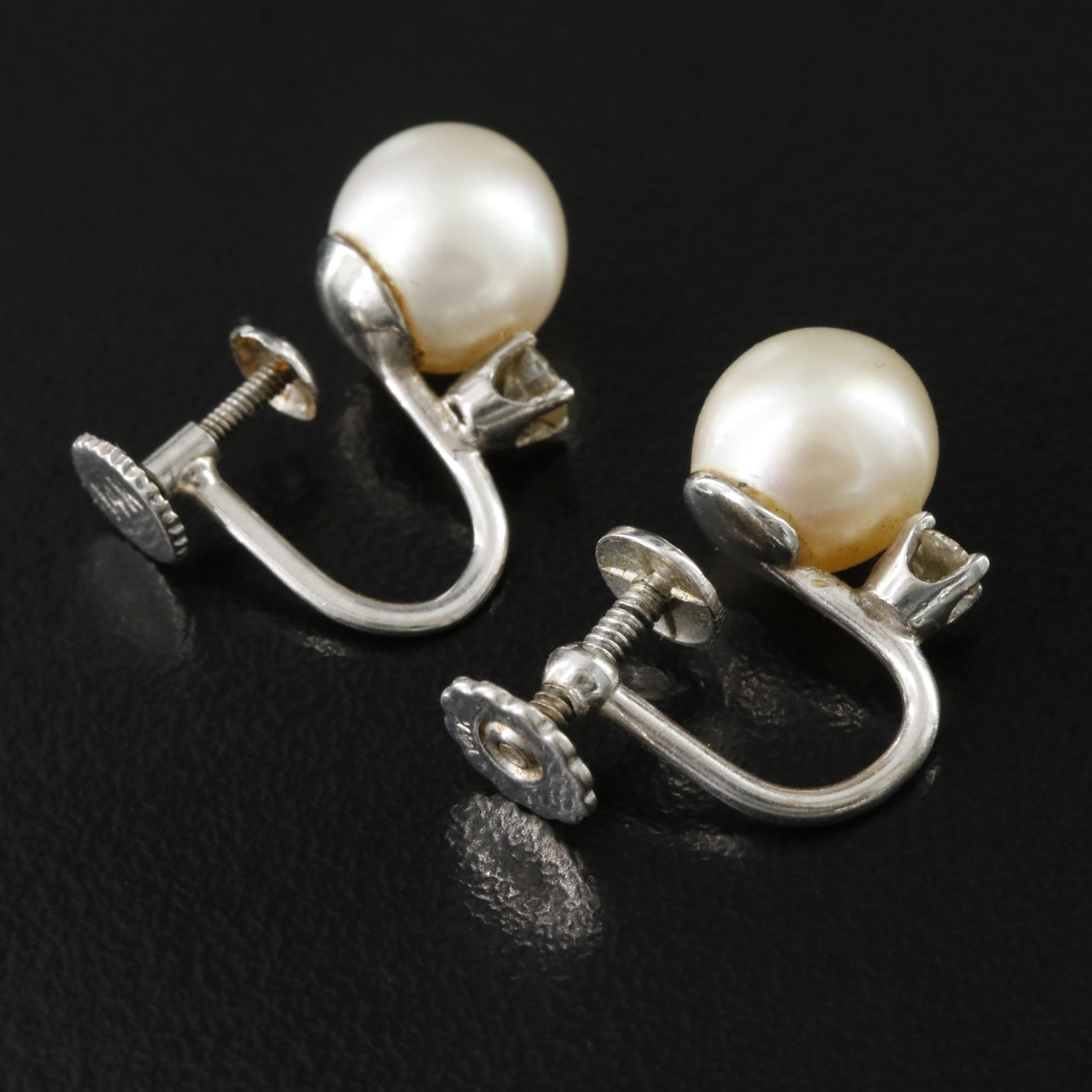14K Pearl and Diamond Earrings