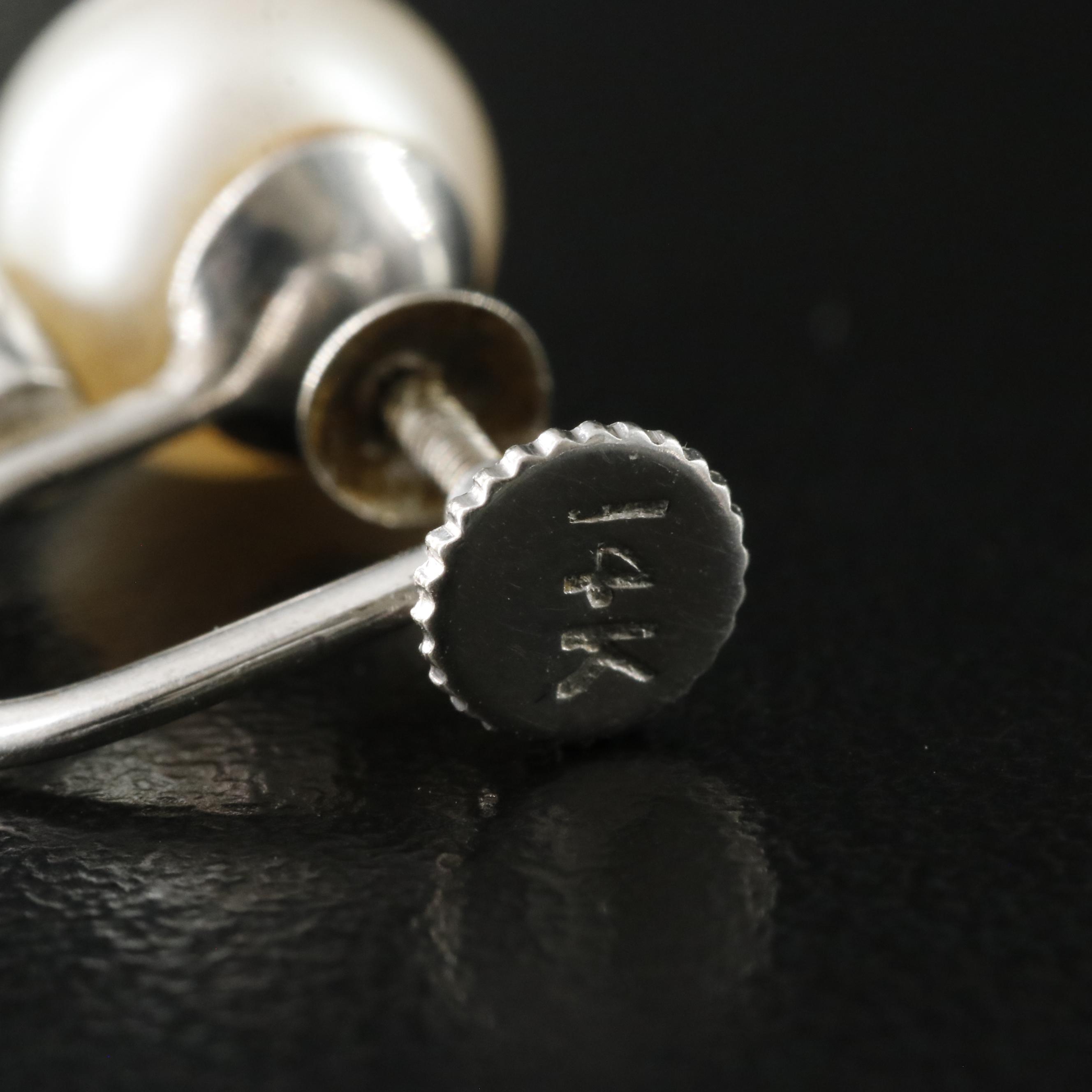 14K Pearl and Diamond Earrings