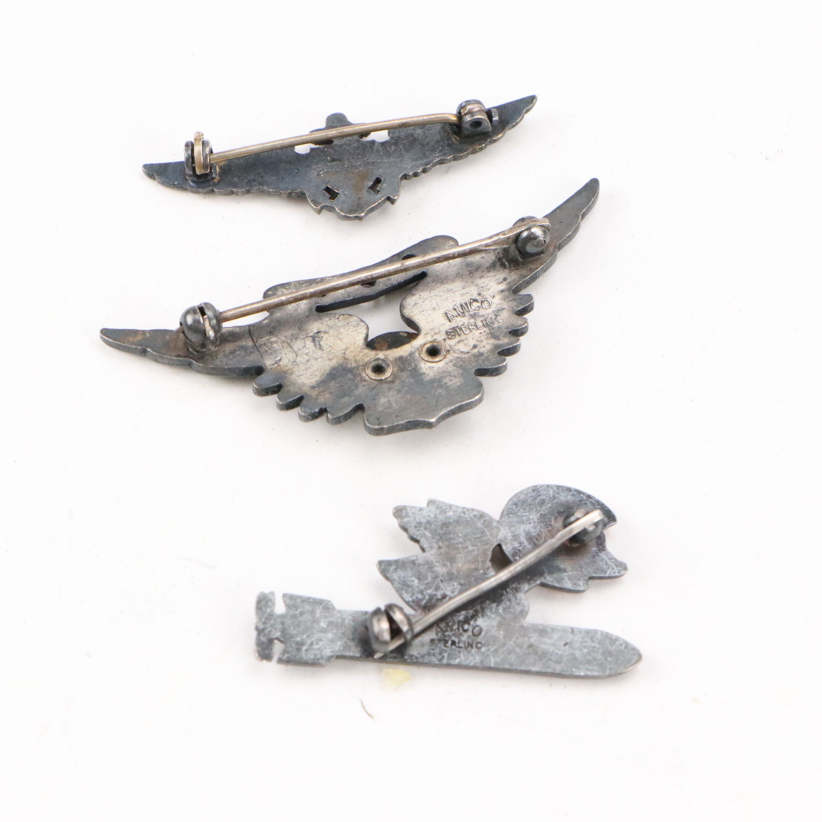World War II Era Sterling Silver Navy Pilot Wings with More Badges and Pins