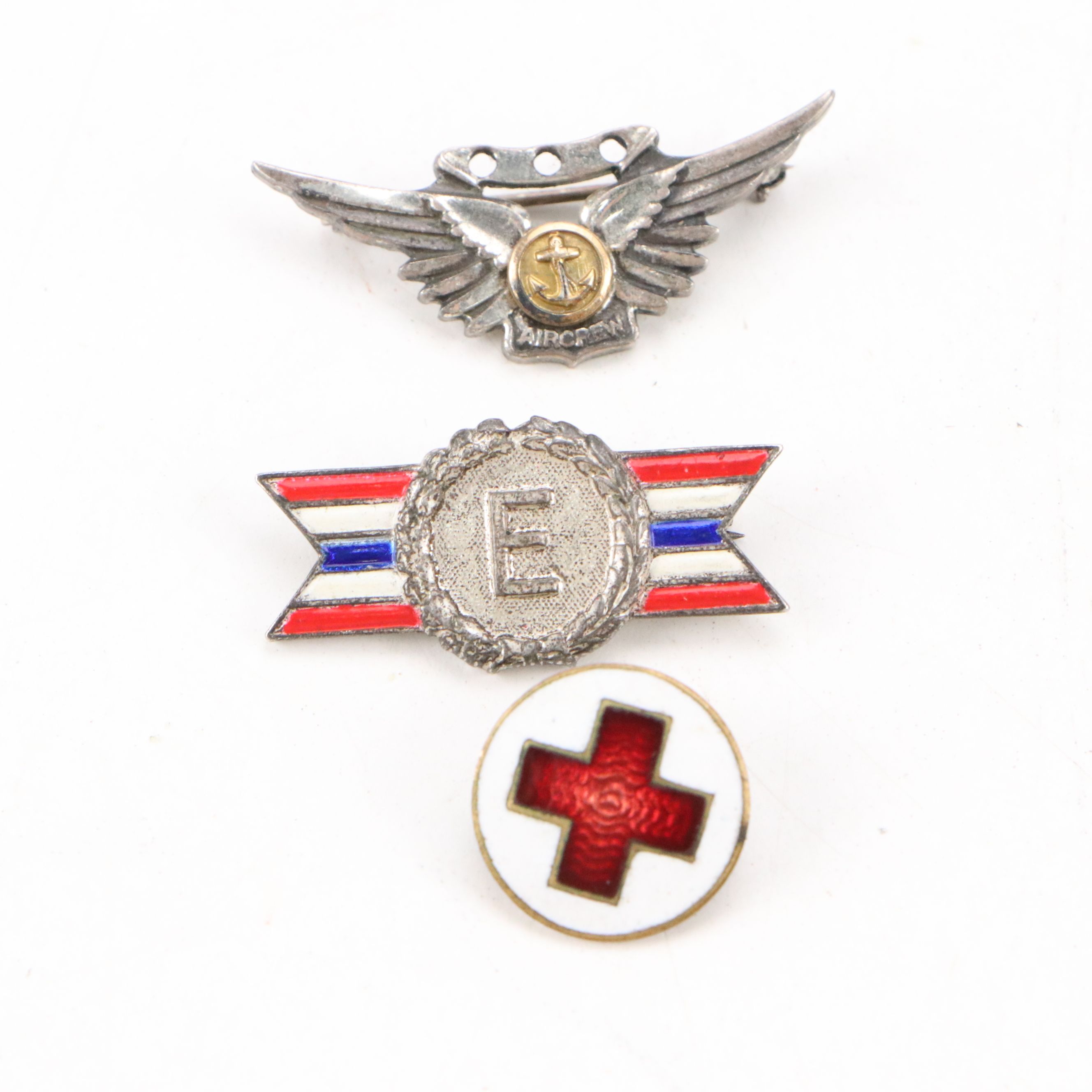 World War II Era Sterling Silver Navy Pilot Wings with More Badges and Pins