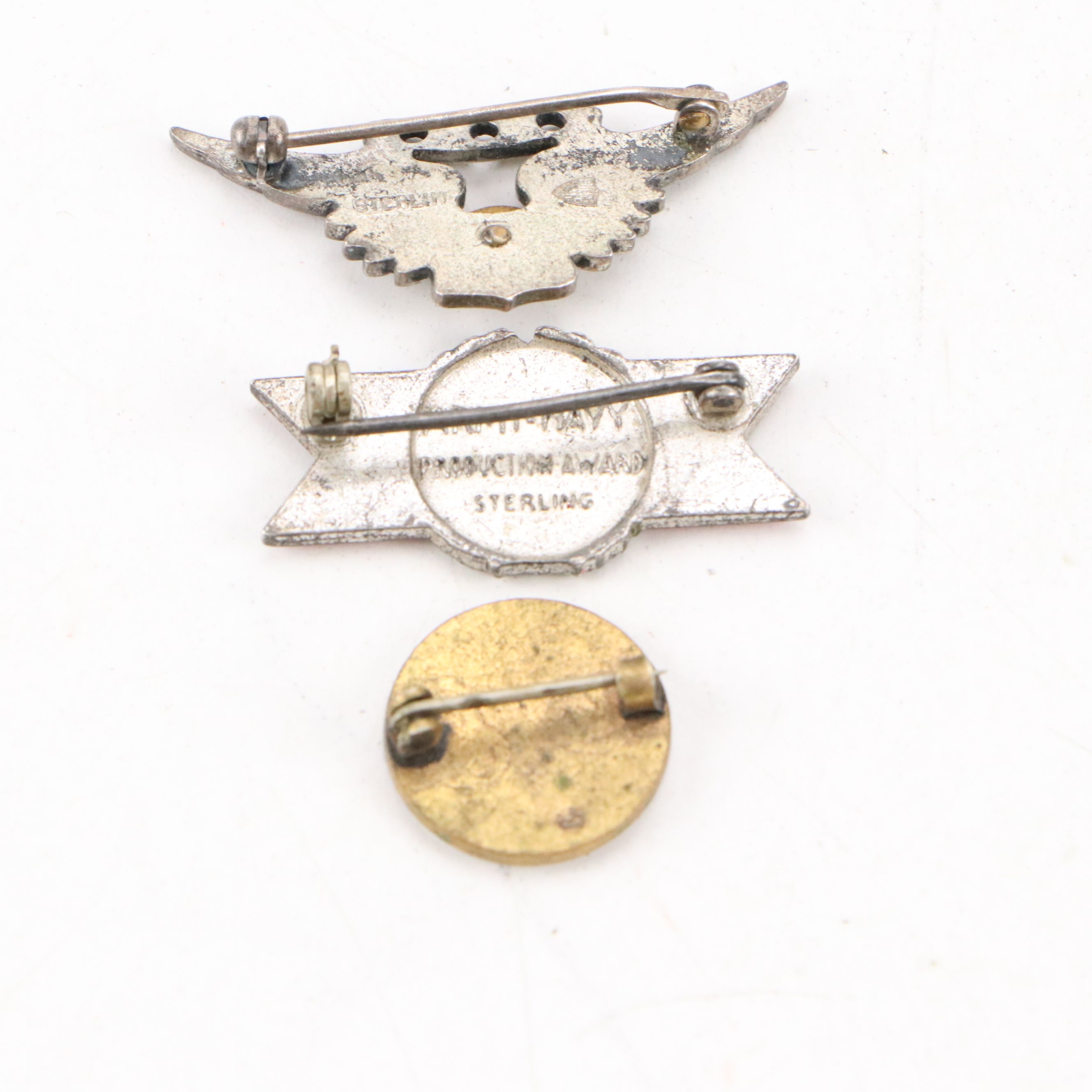 World War II Era Sterling Silver Navy Pilot Wings with More Badges and Pins
