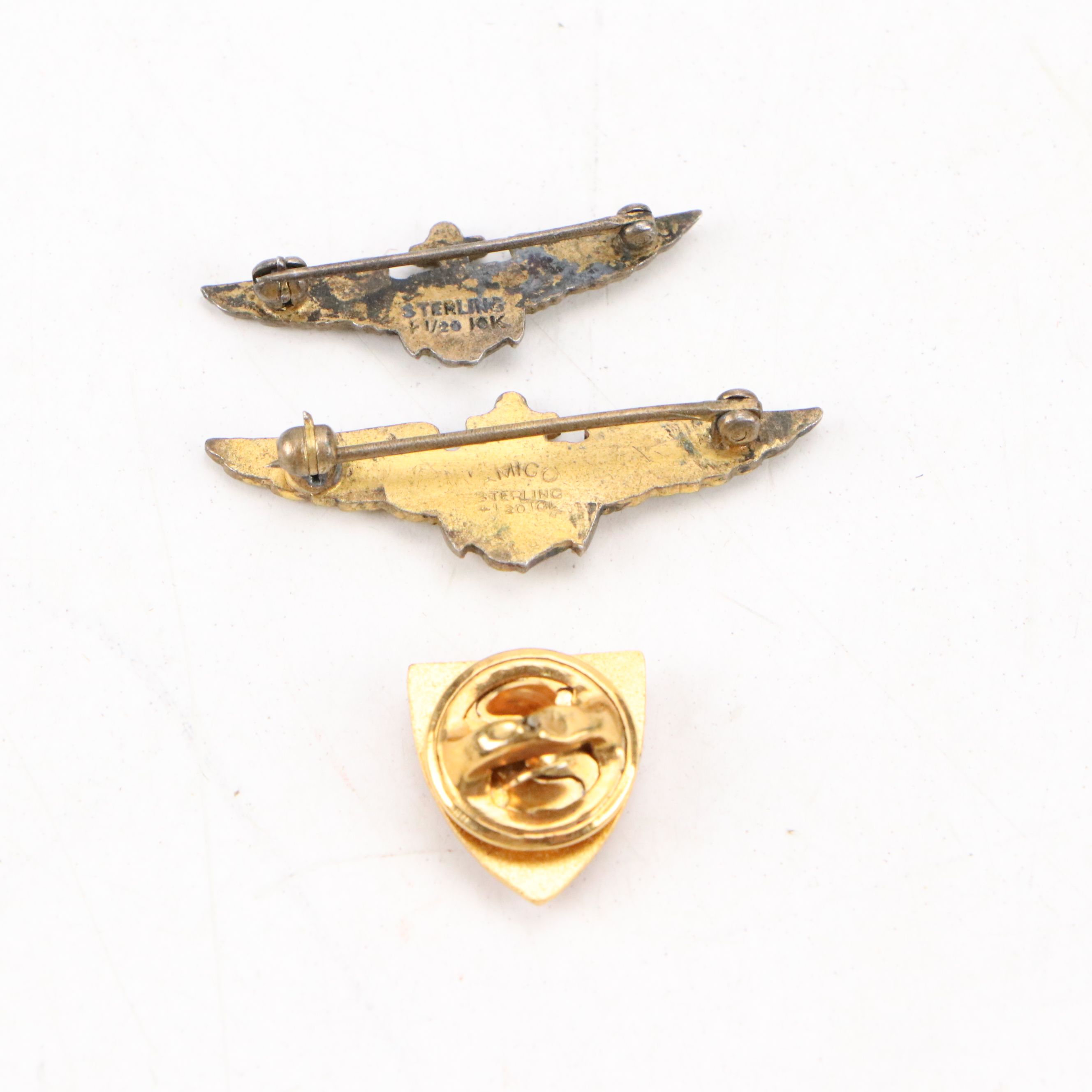 World War II Era Sterling Silver Navy Pilot Wings with More Badges and Pins