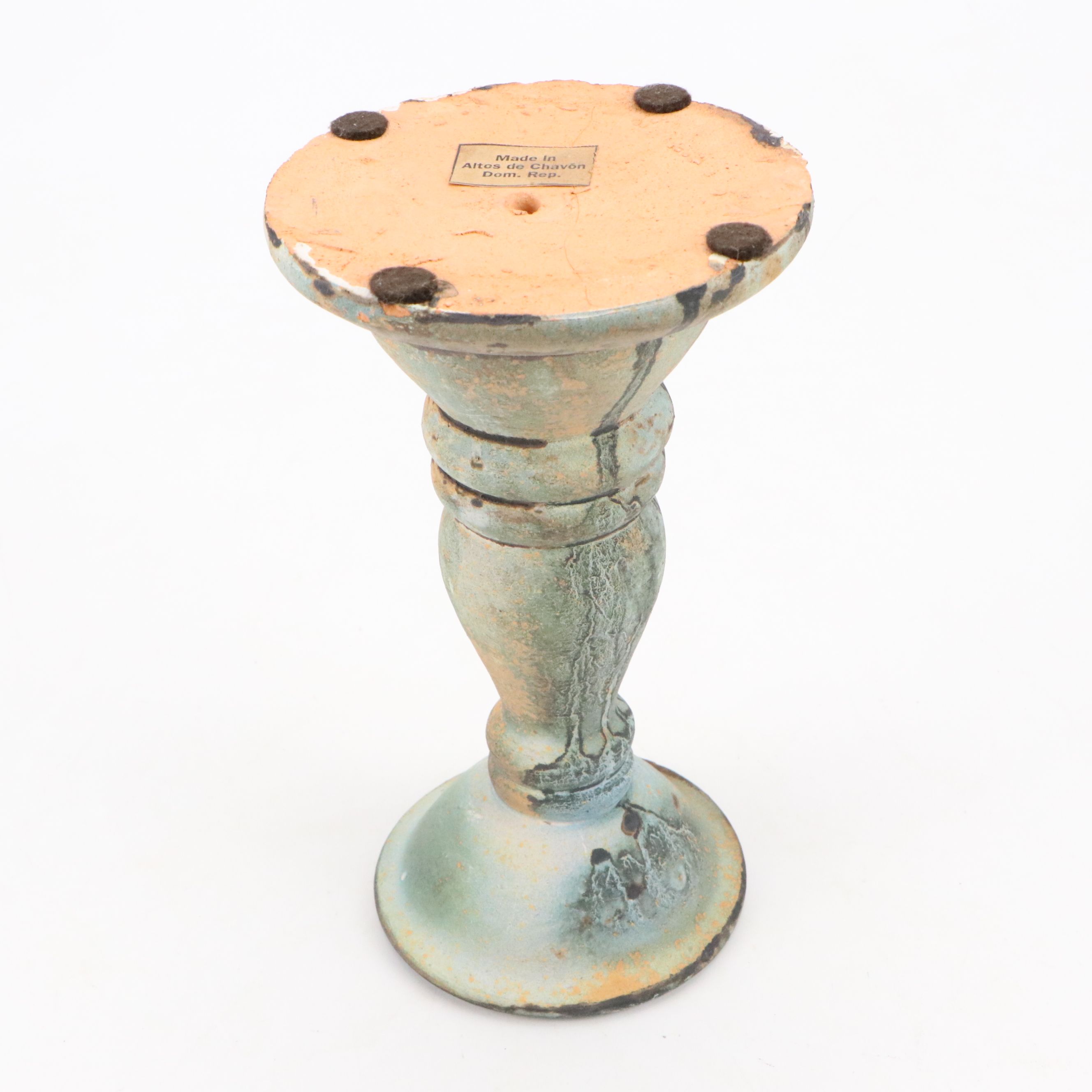 Verdigris Metal Horse with Ceramic Candle Holders