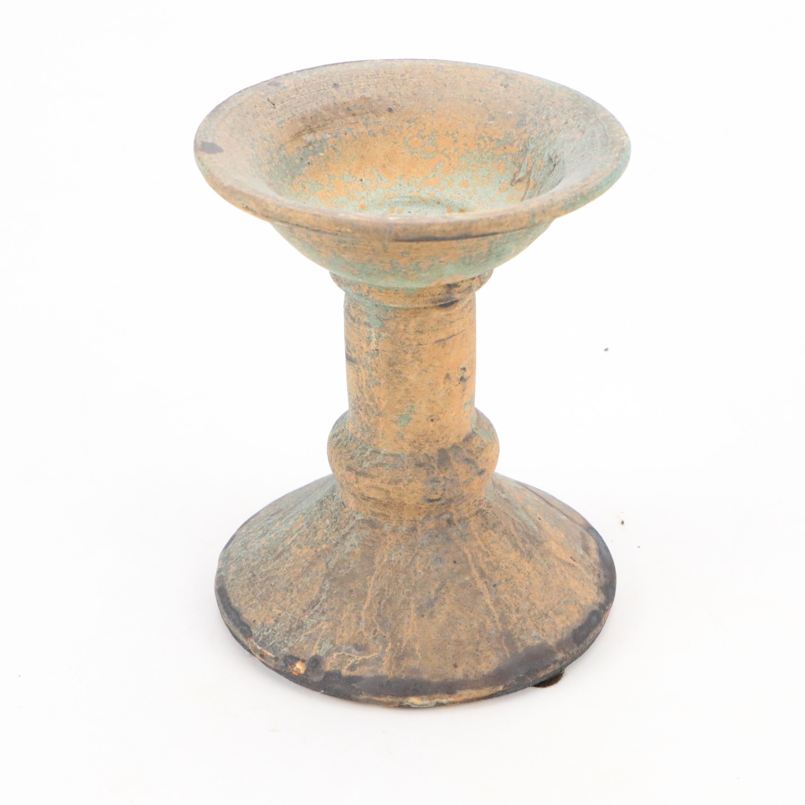 Verdigris Metal Horse with Ceramic Candle Holders