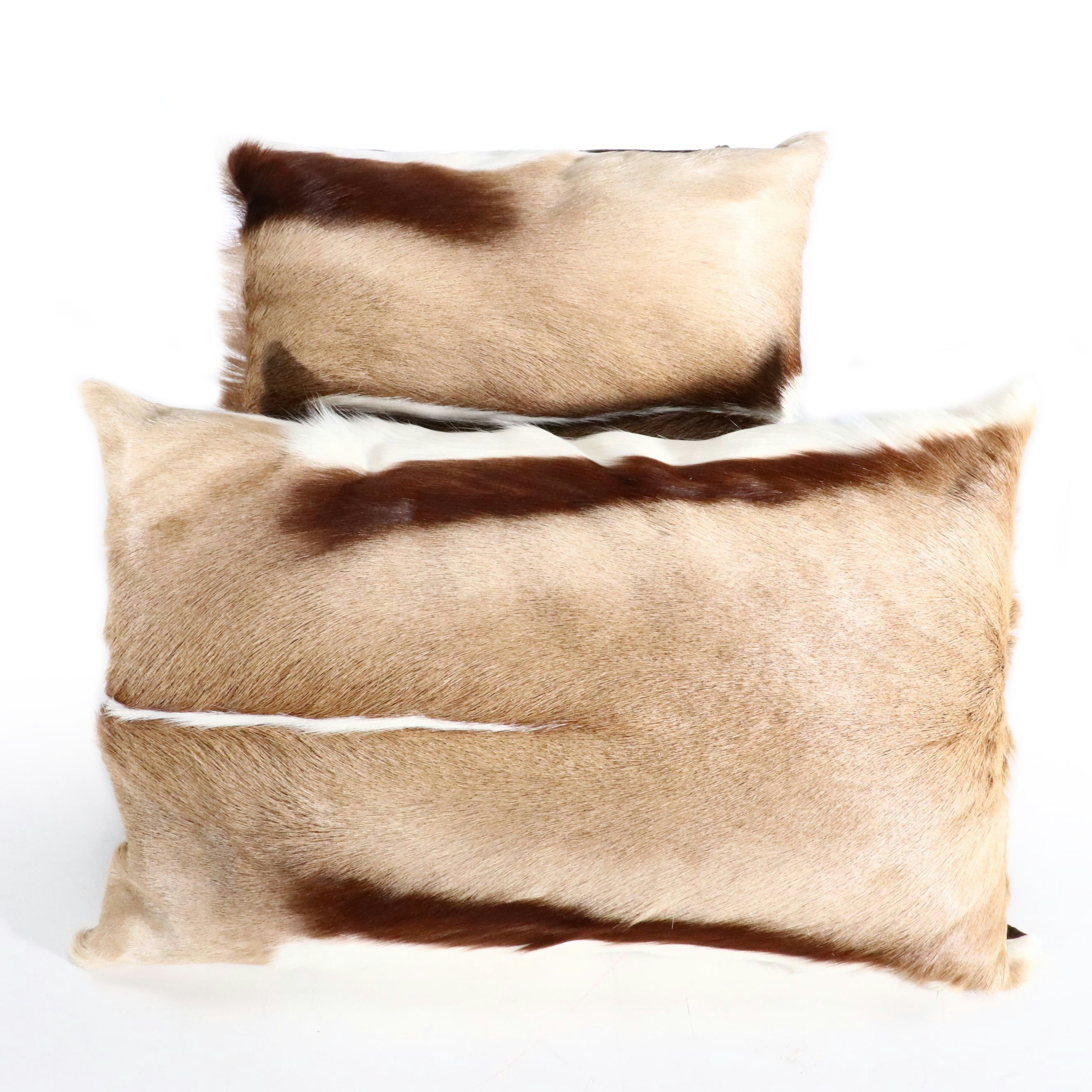 Springbok Fur and Leather Throw Pillows