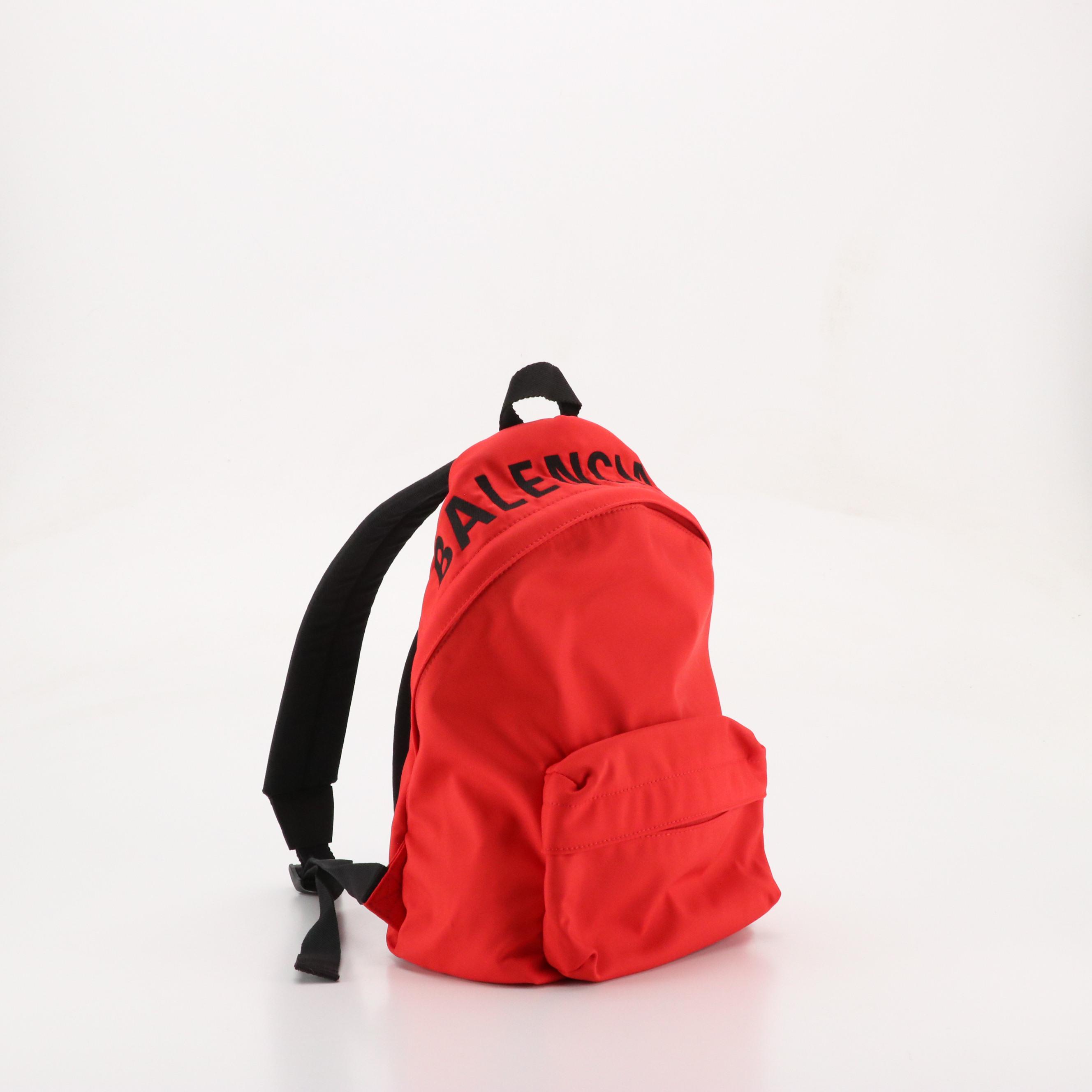 Balenciaga Wheel Backpack in Red Nylon and Black Textile