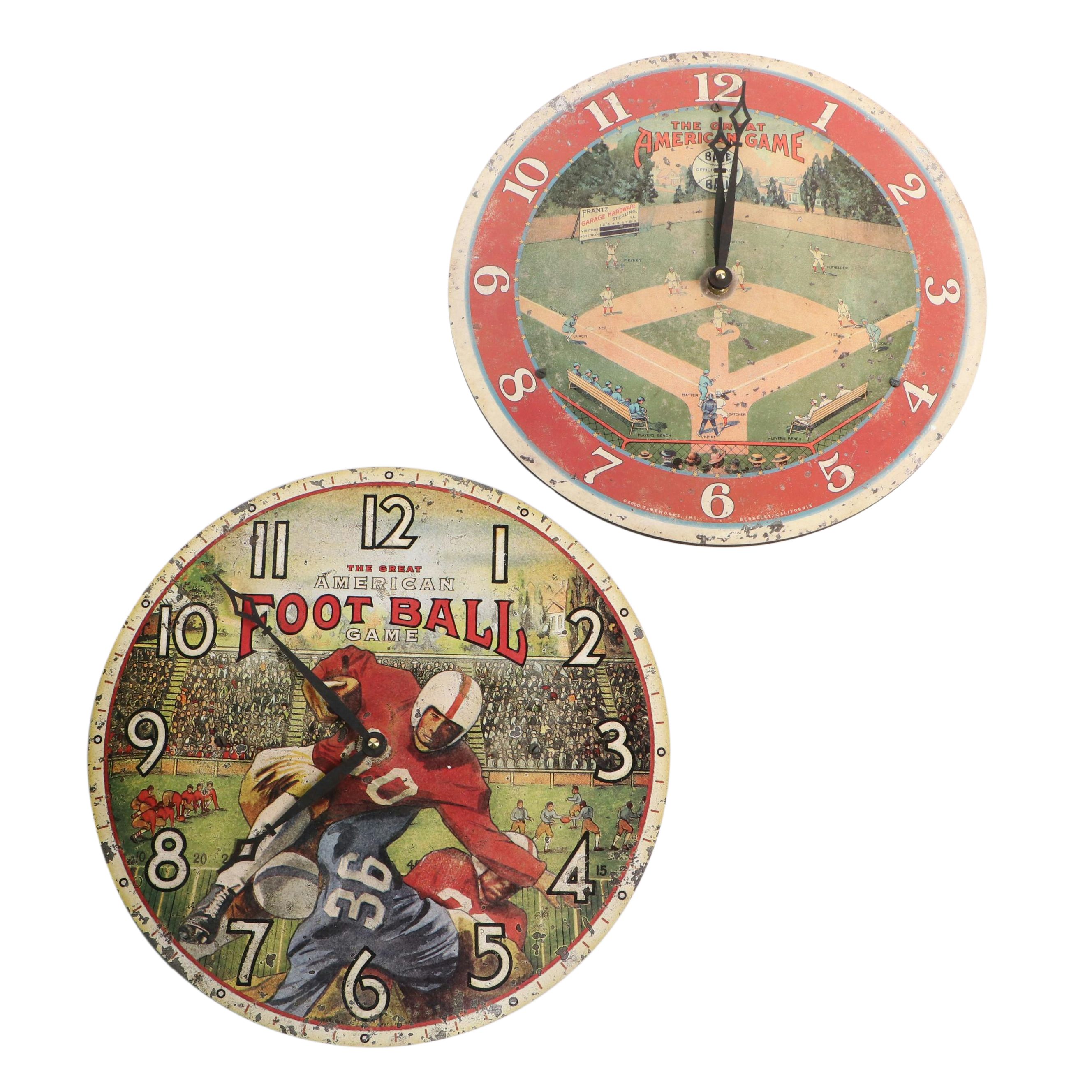 Timeworks American Football and "Field of Dreams" Pendulum Wall Clocks