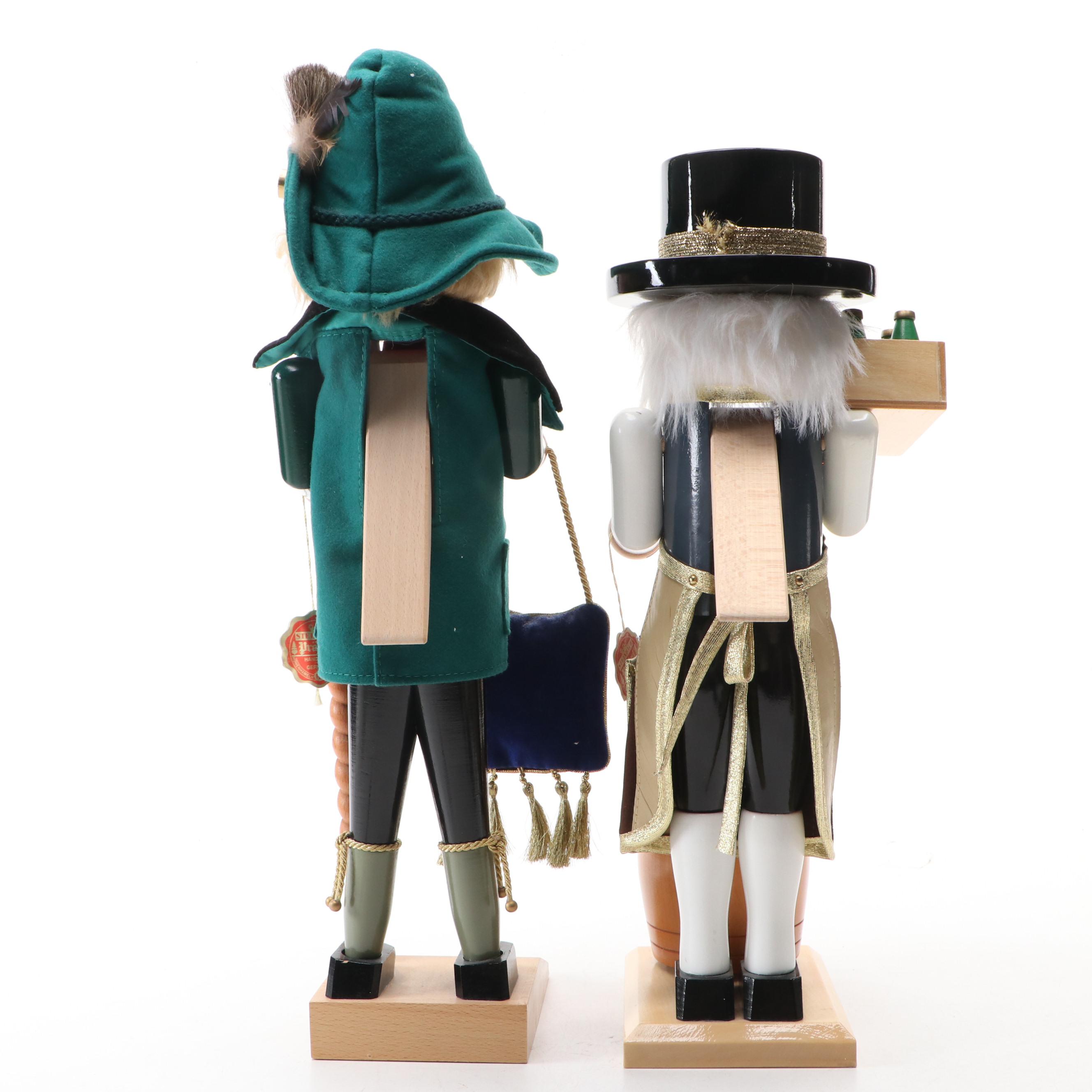 Steinbach "Good Old Mark" Last German Coin and Brewmaster Wood Nutcrackers