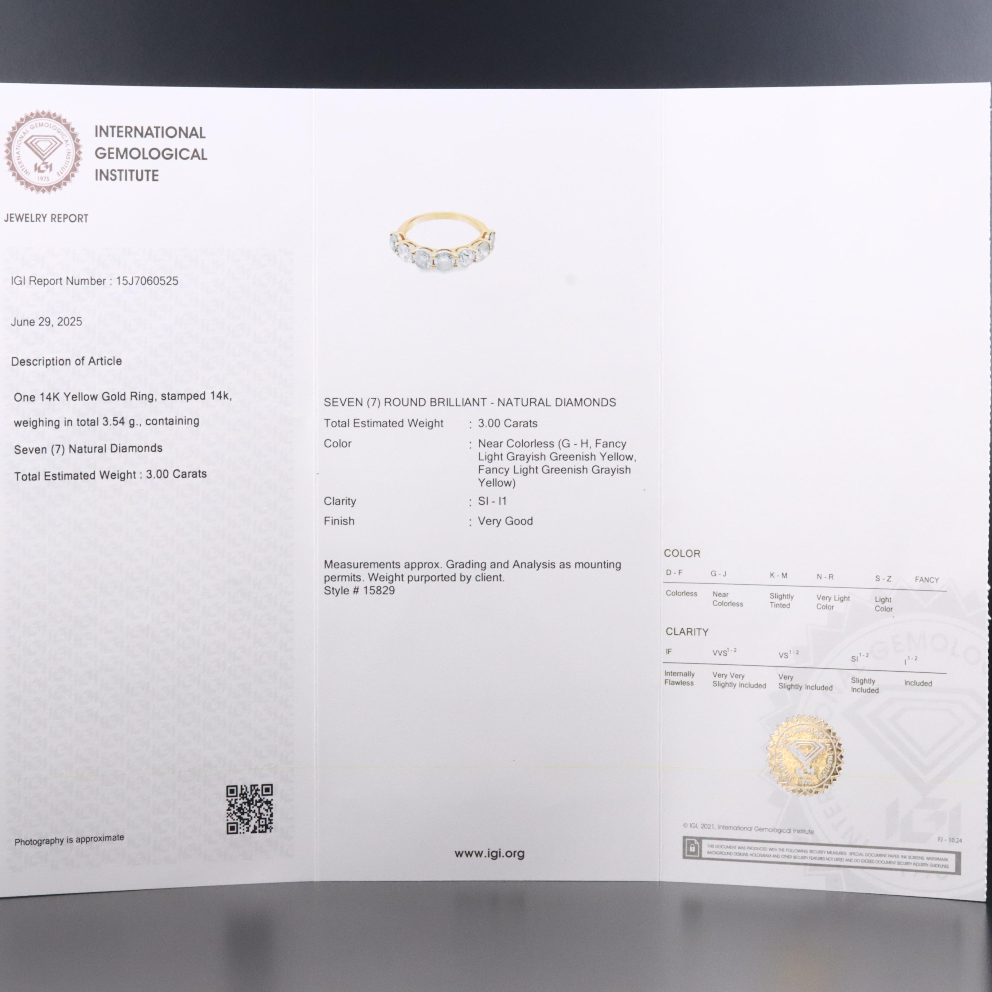 14K 3.00 CTW Diamond Ring with IGI Report