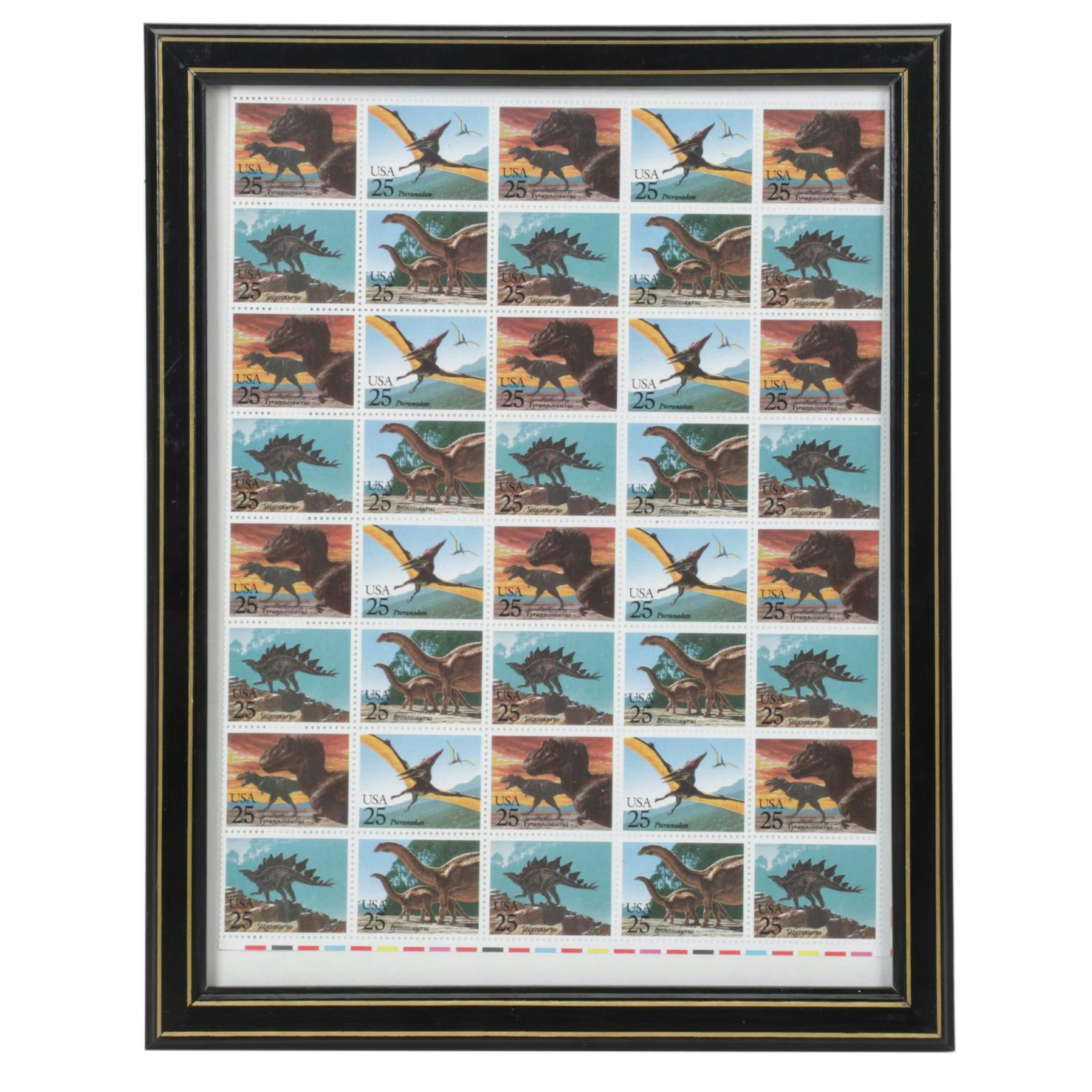 U.S Postage "Prehistoric Animals" Stamp Sheet, 1989