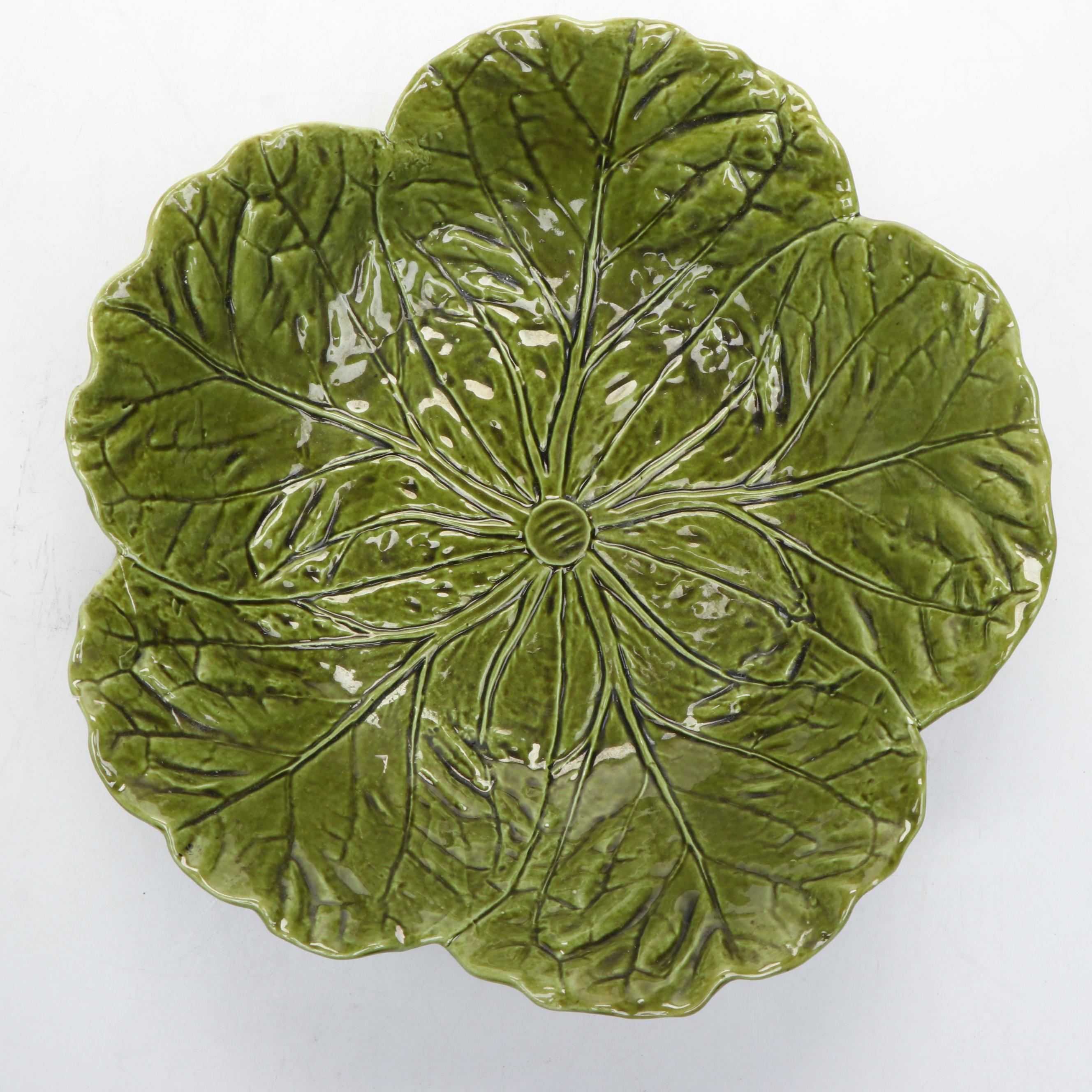 Bordello Pinheiro Large Cabbage Bowl with Majolica Asparagus and Serving Dishes