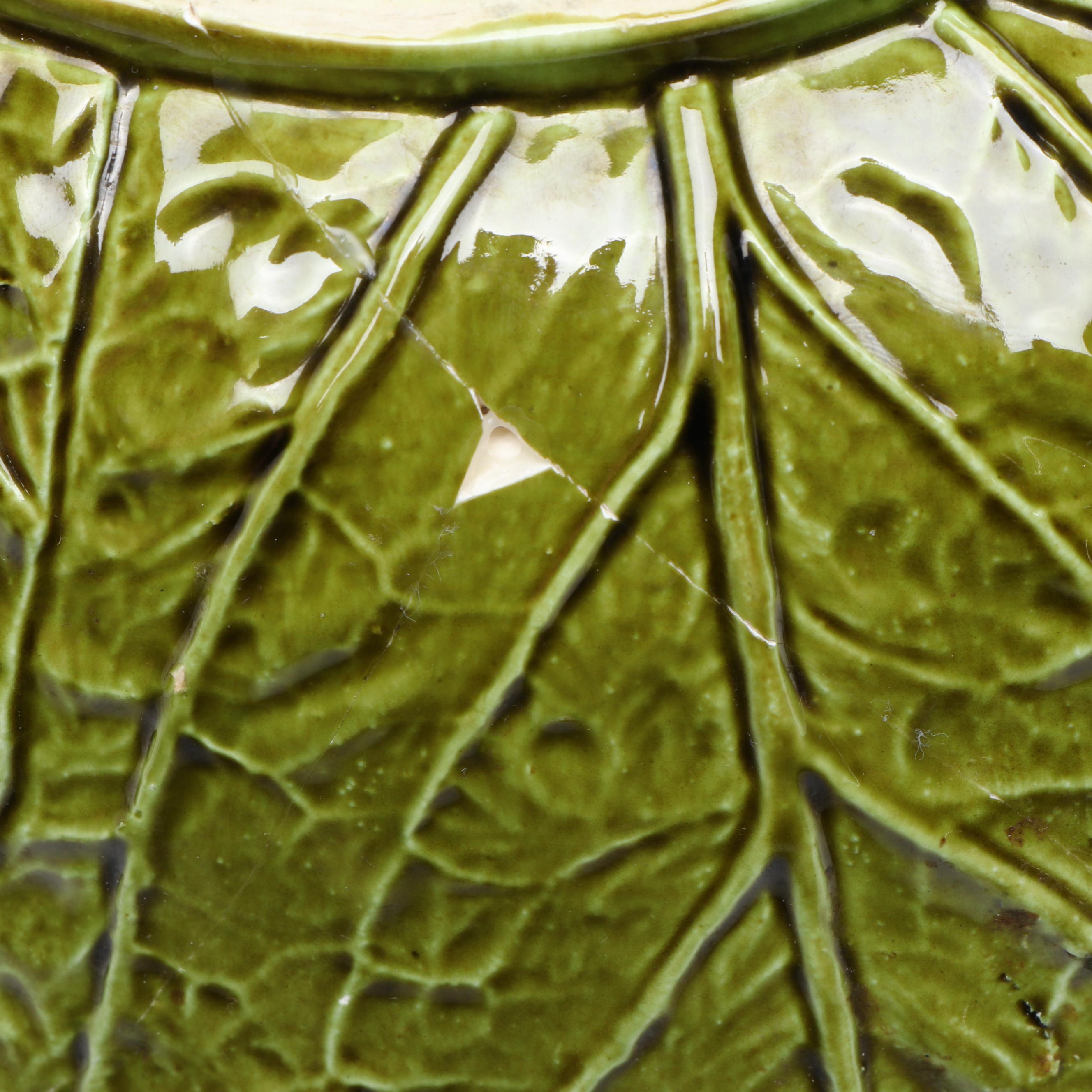 Bordello Pinheiro Large Cabbage Bowl with Majolica Asparagus and Serving Dishes