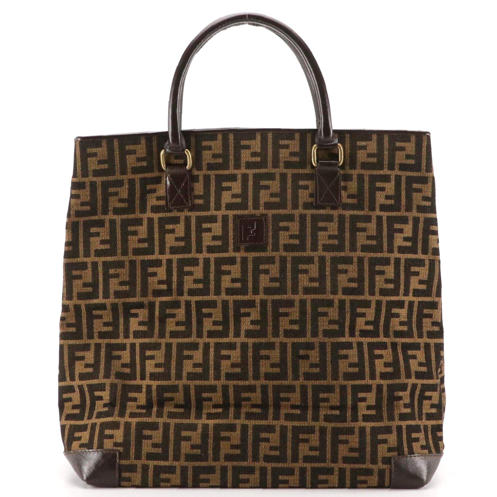 Fendi Vertical Tote in Zucca Jacquard Canvas and Leather