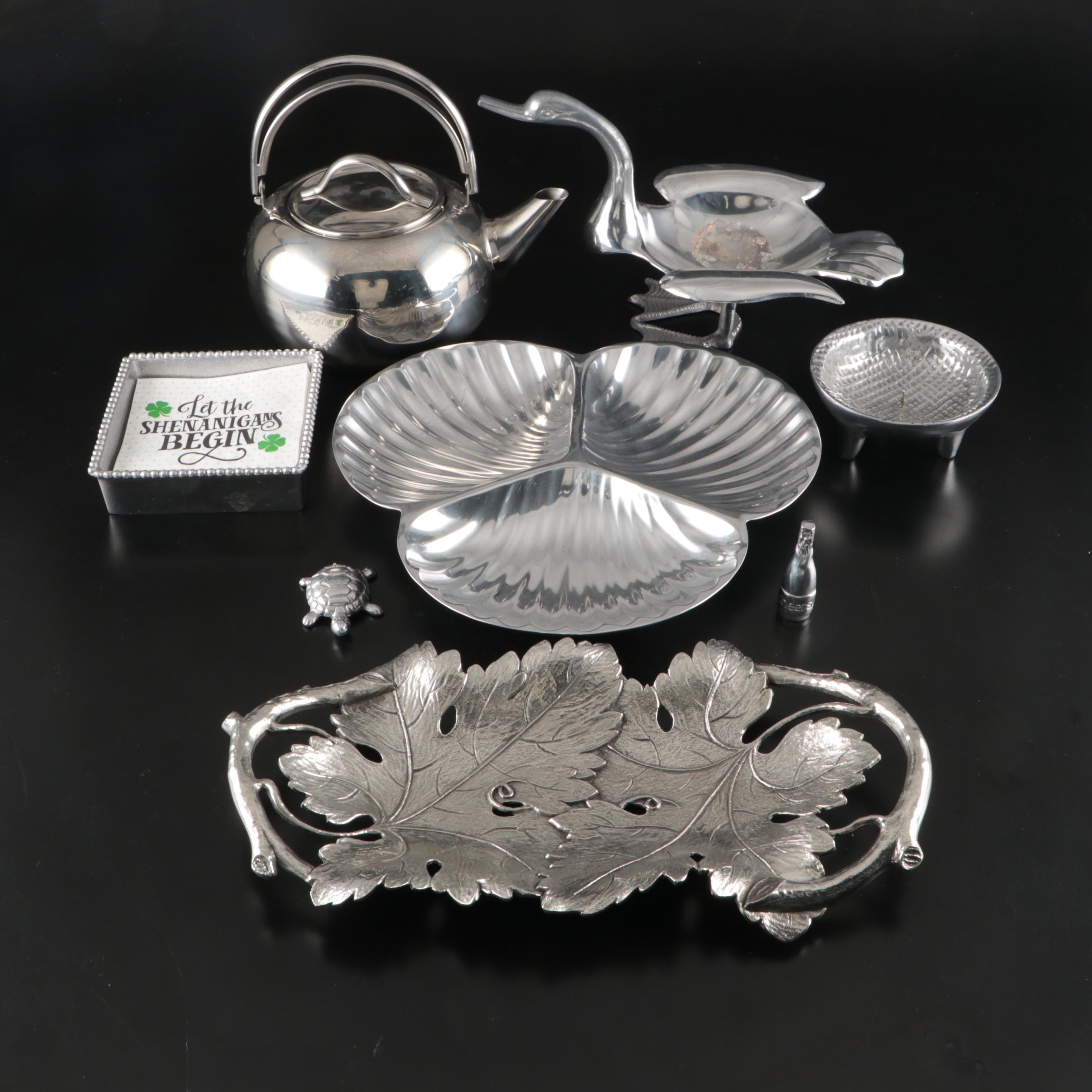 Artale Italian Handled Pewter Serving Dish and More Metal Serveware