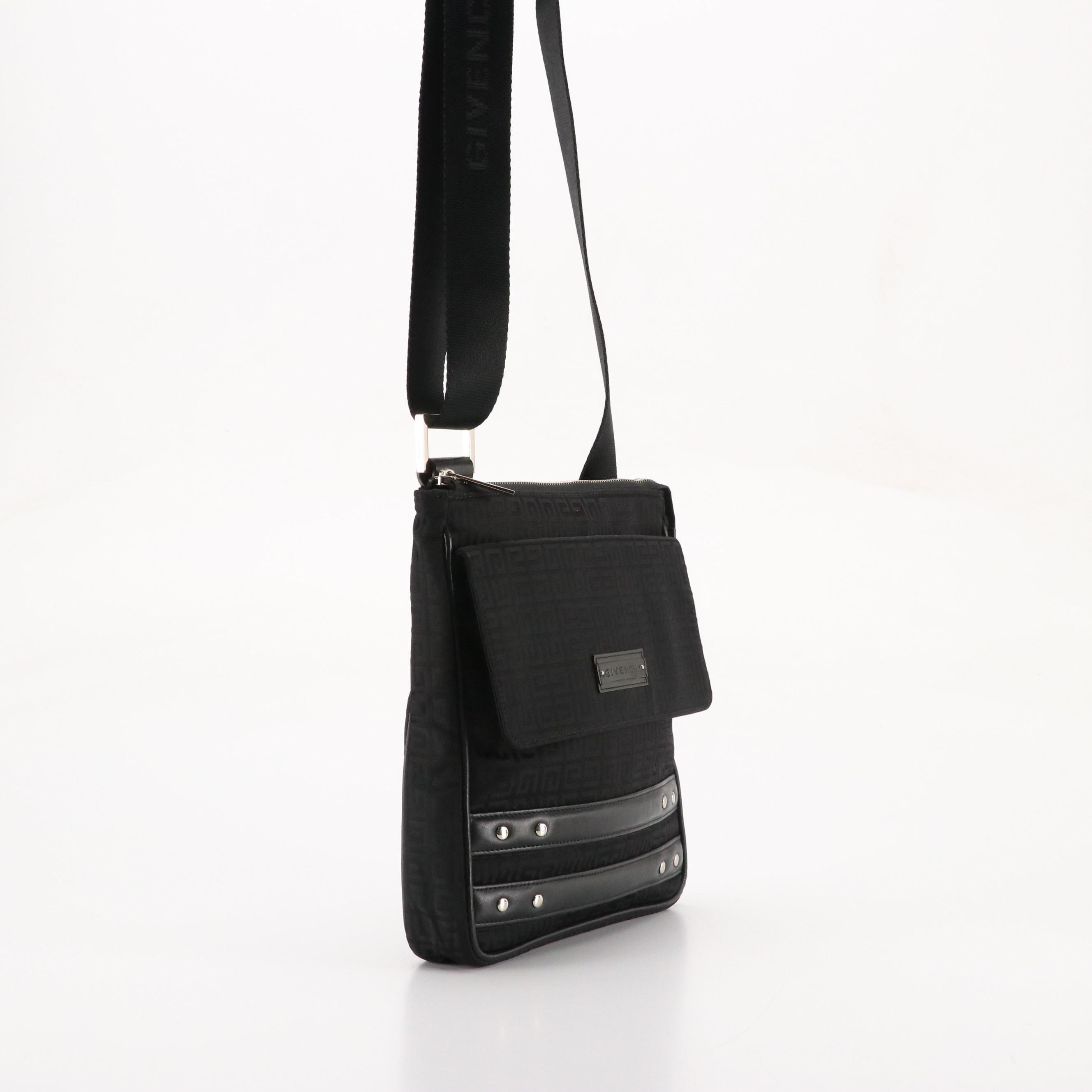 Givenchy Crossbody Bag in Black G Logo Jacquard Canvas and Leather Trim