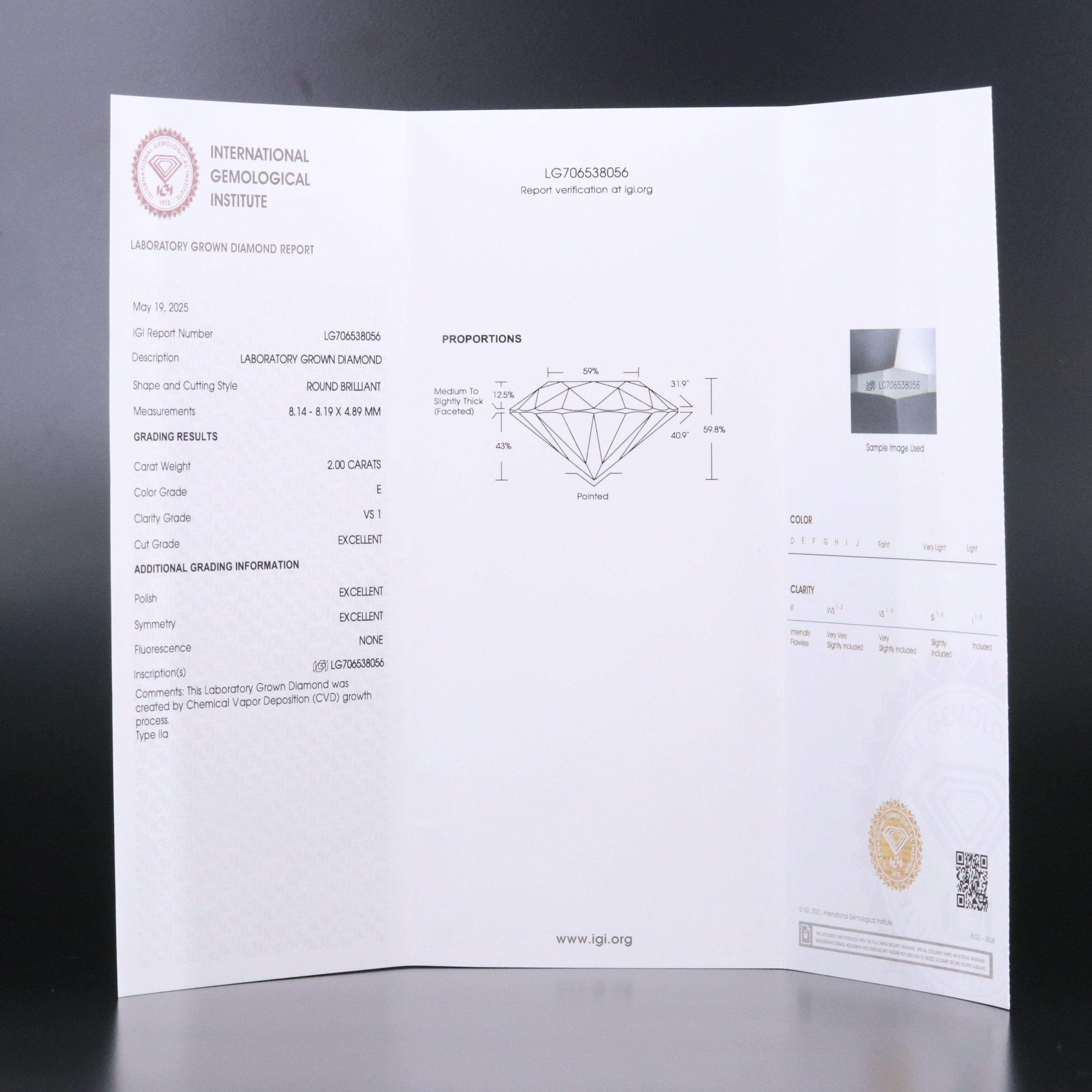 18K 2.15 CTW Lab Grown Diamond Ring with IGI Report