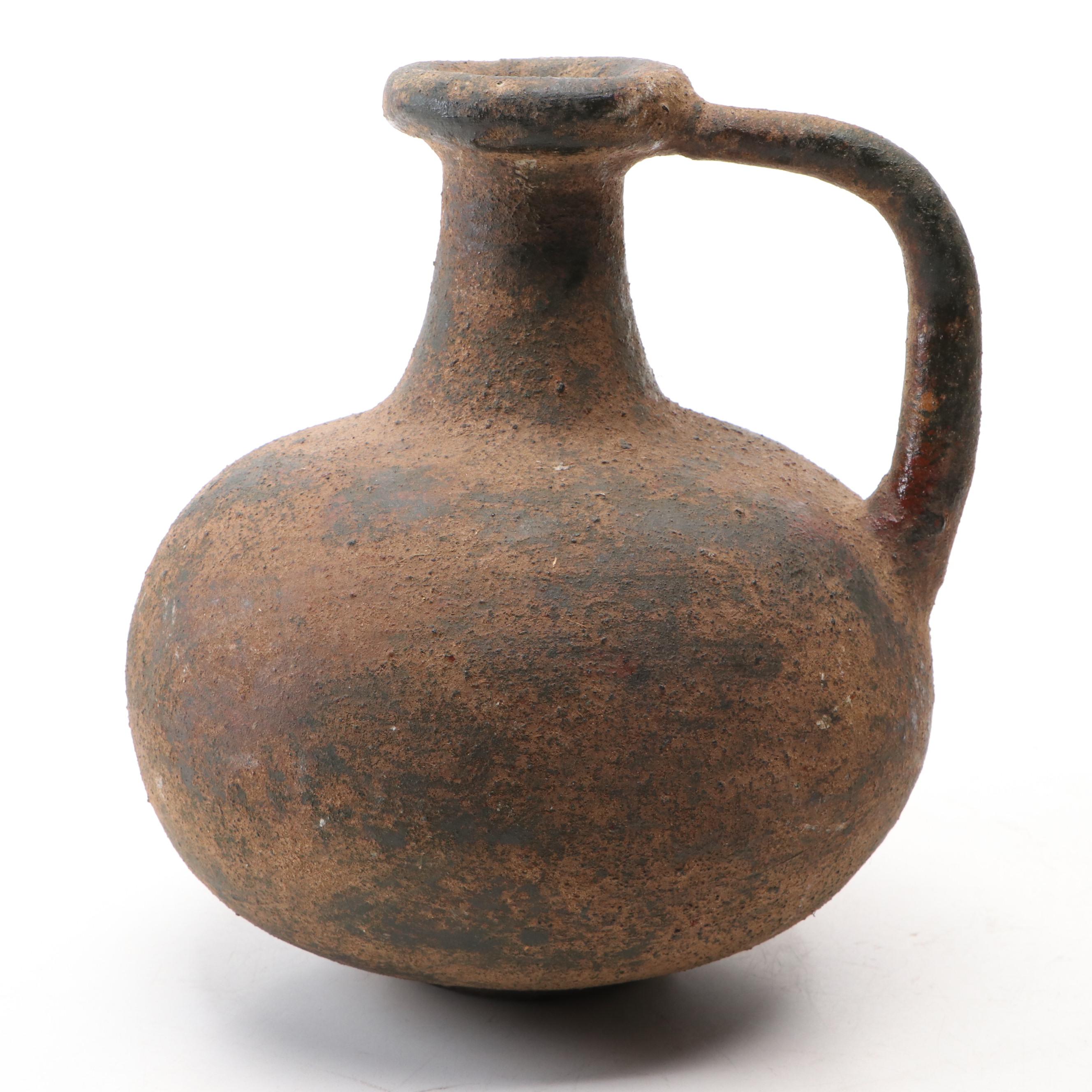 Greco Roman Style Earthenware Wine Jug and Vessel