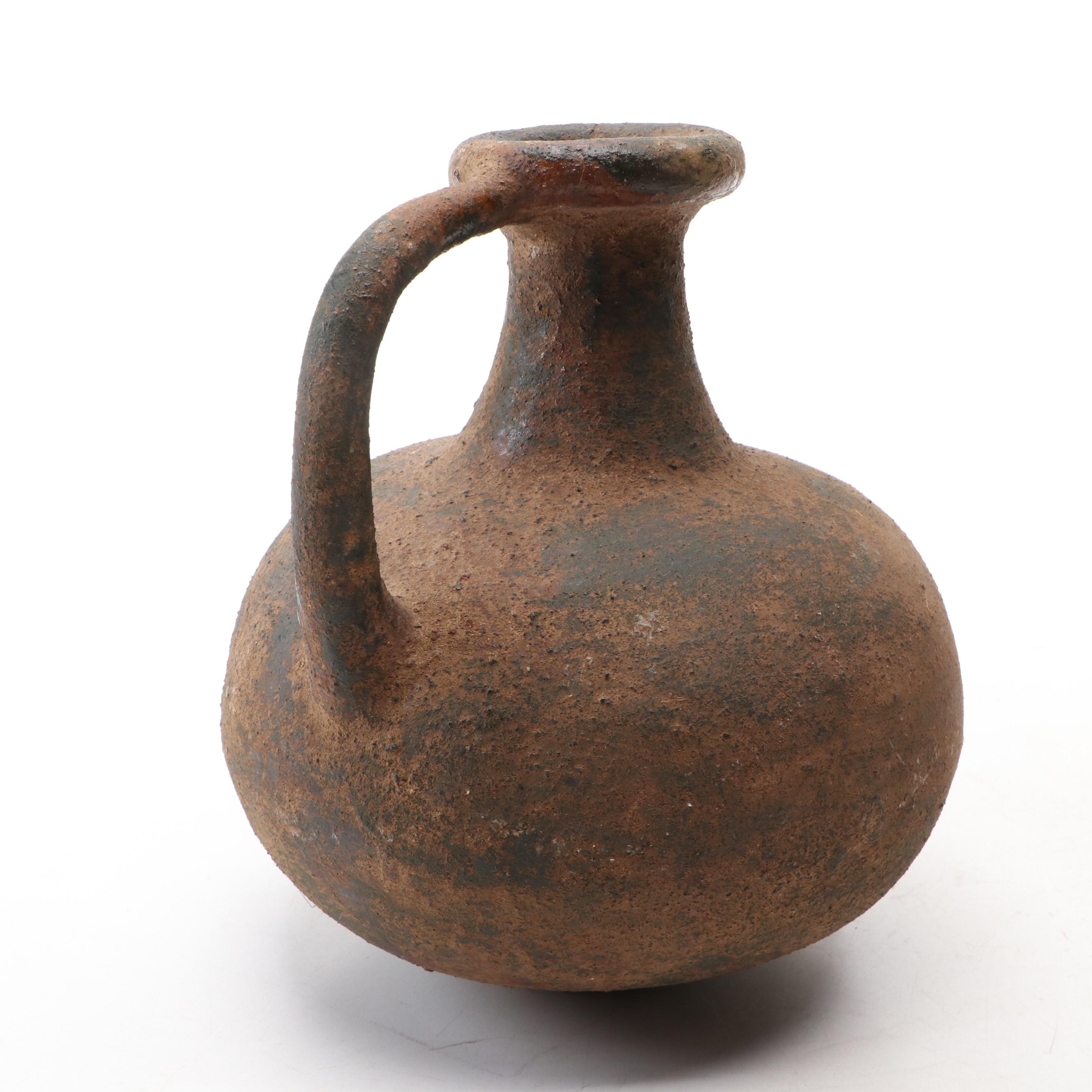 Greco Roman Style Earthenware Wine Jug and Vessel