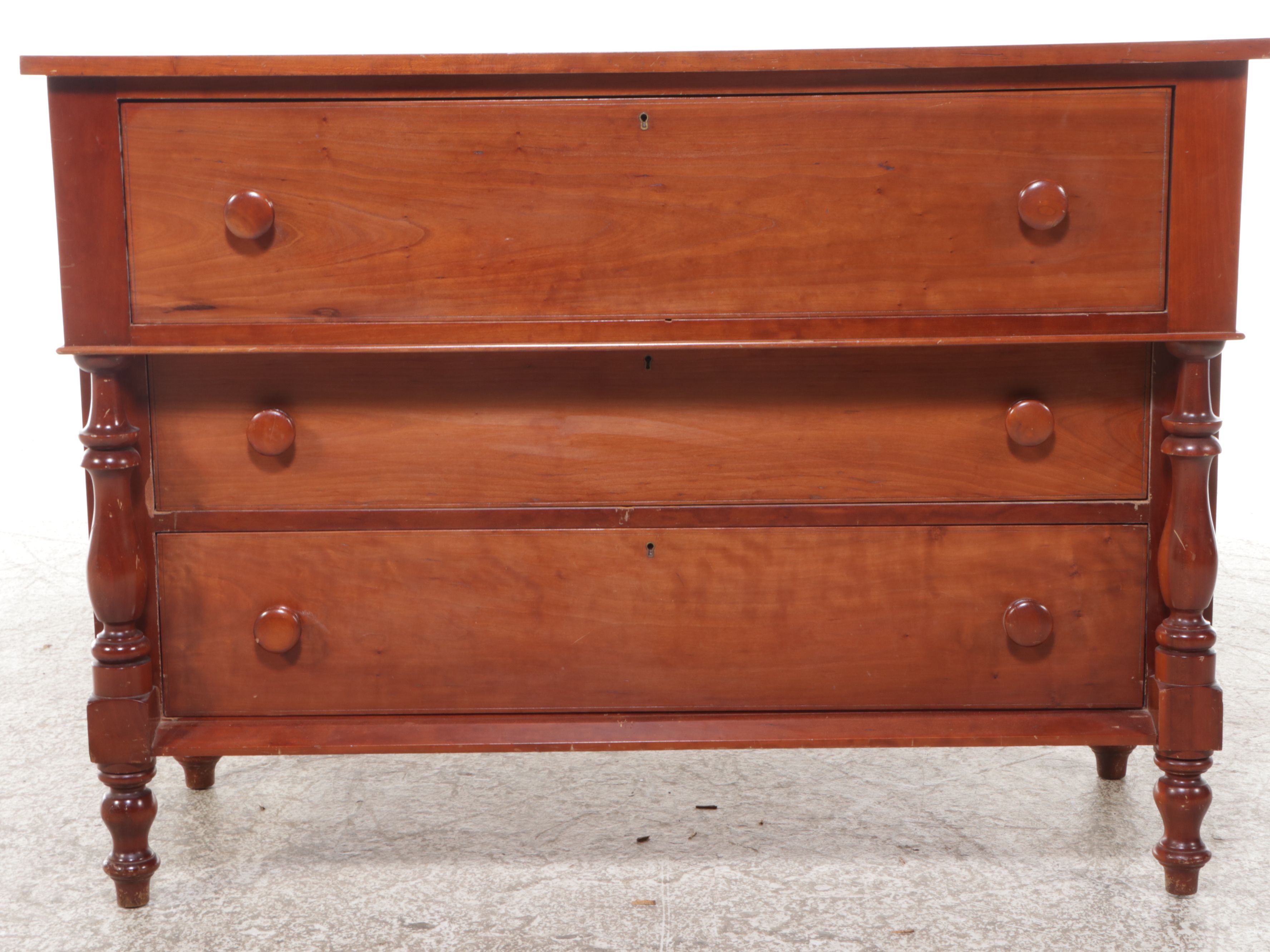Empire Style Mahogany Dresser and Mirror, Early 20th Century