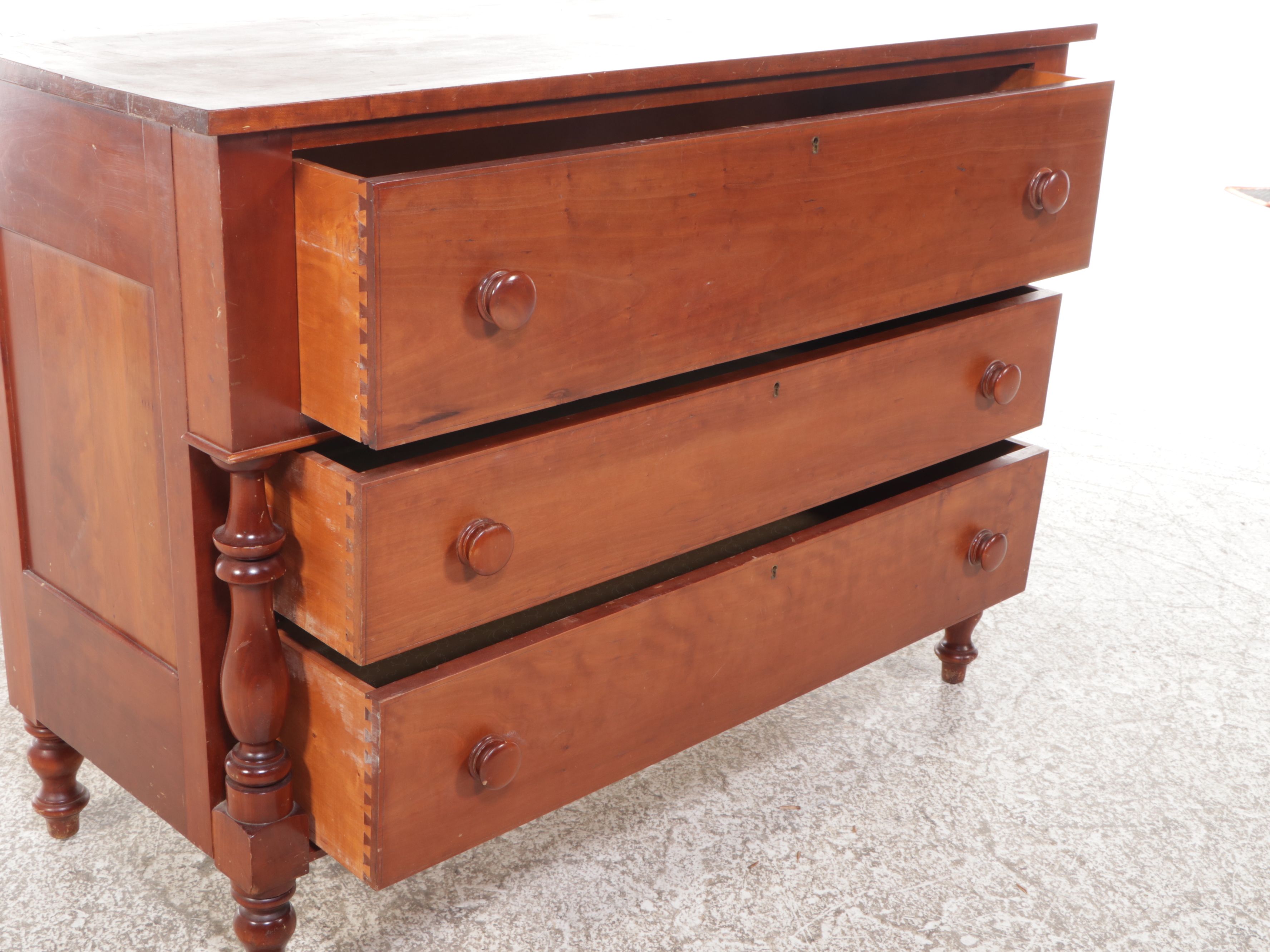 Empire Style Mahogany Dresser and Mirror, Early 20th Century