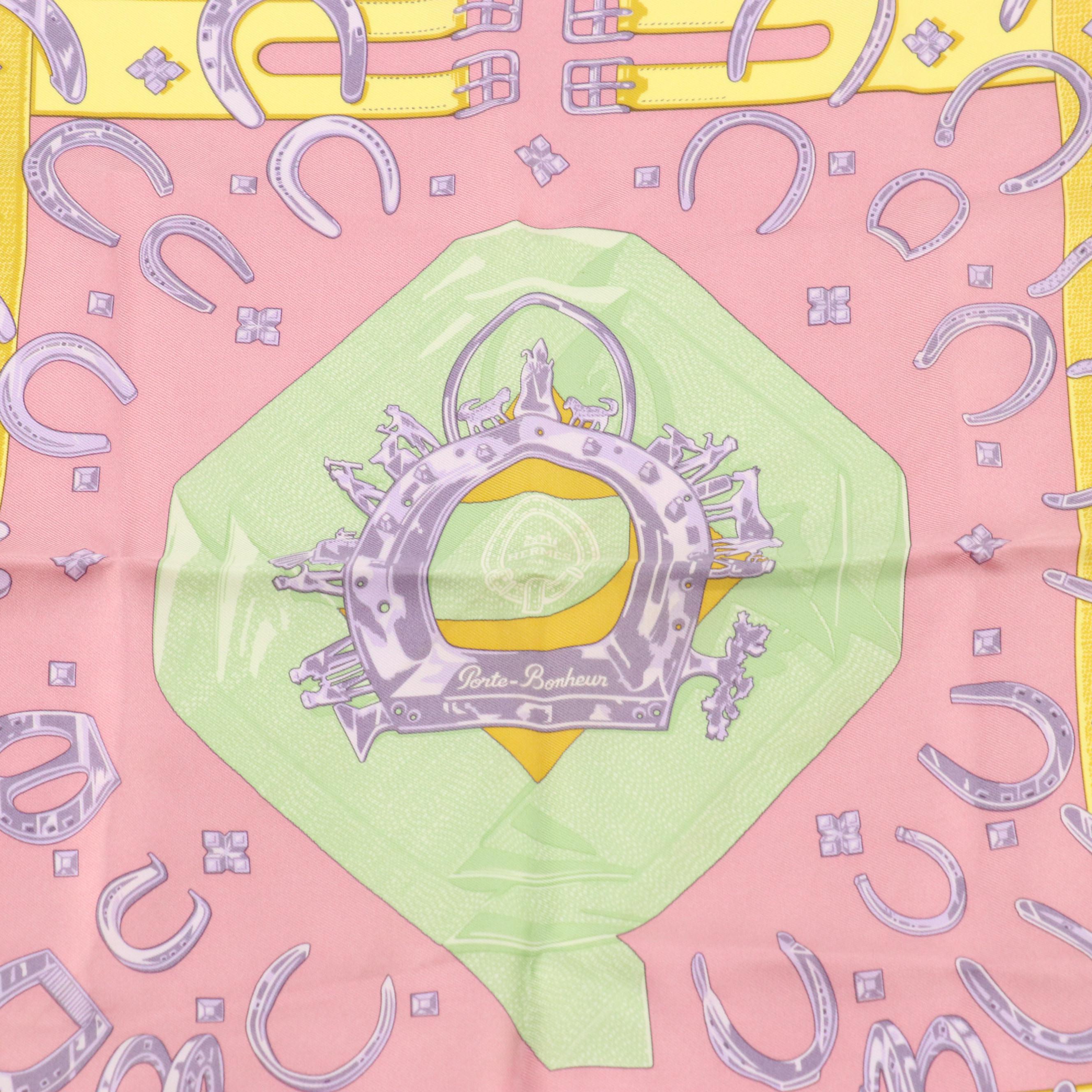 Hermès "Porte-Bonheur" Silk Twill Scarf 45