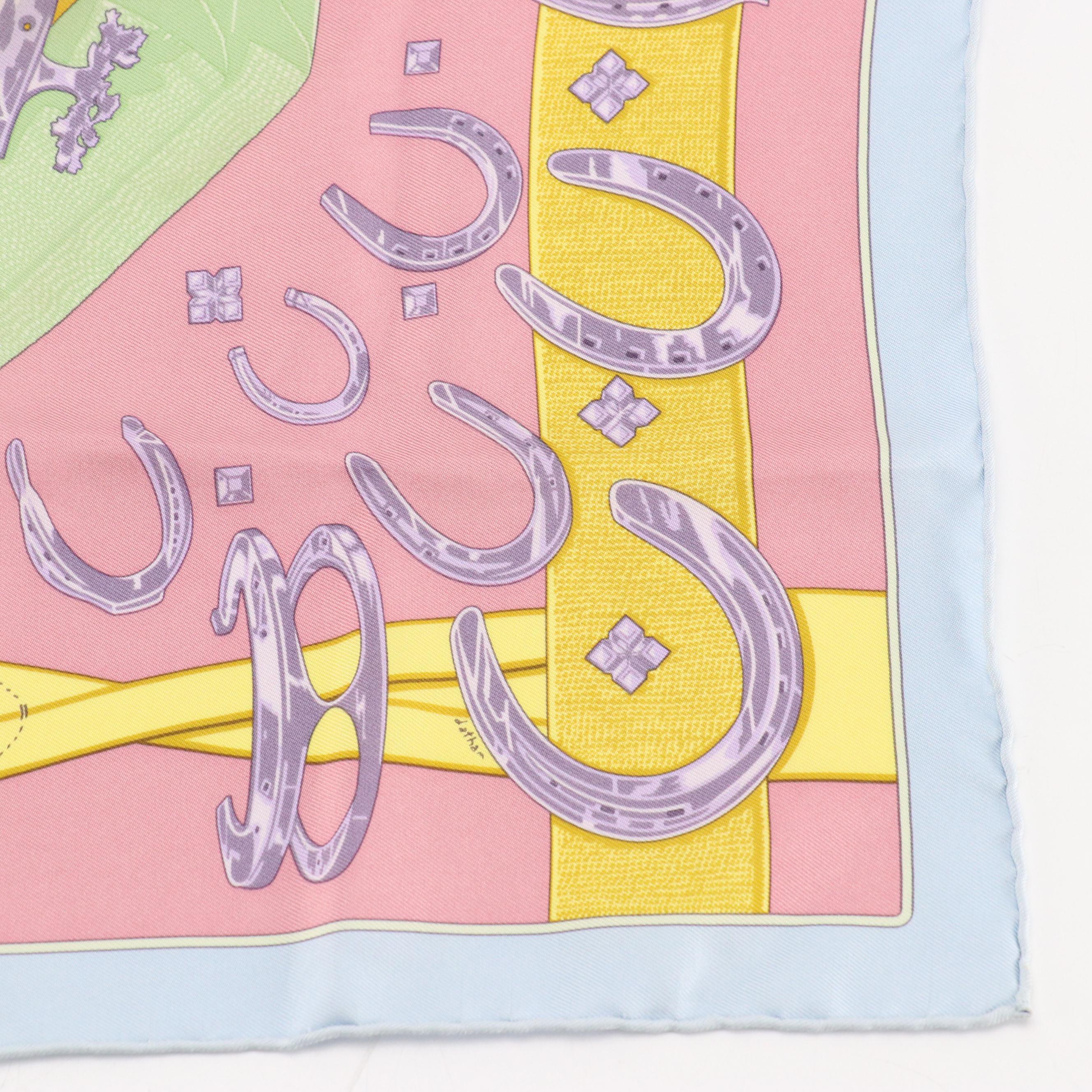 Hermès "Porte-Bonheur" Silk Twill Scarf 45