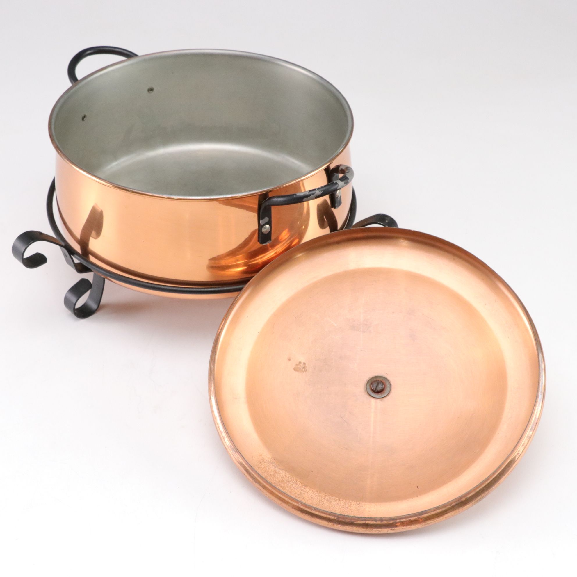 Glass Salad Bowl with Wood Stand and Tongs, Coppercraft Guild Items and More