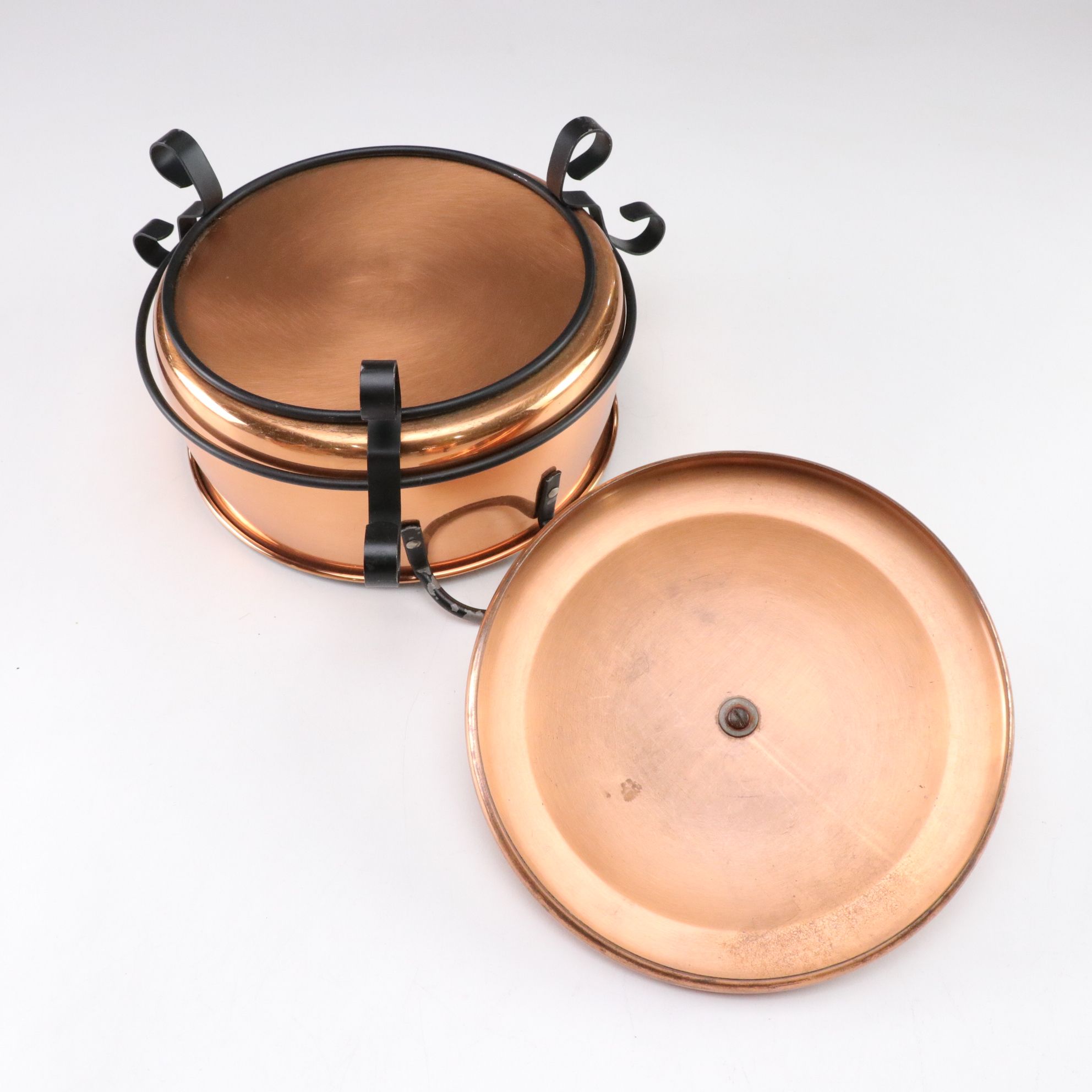 Glass Salad Bowl with Wood Stand and Tongs, Coppercraft Guild Items and More