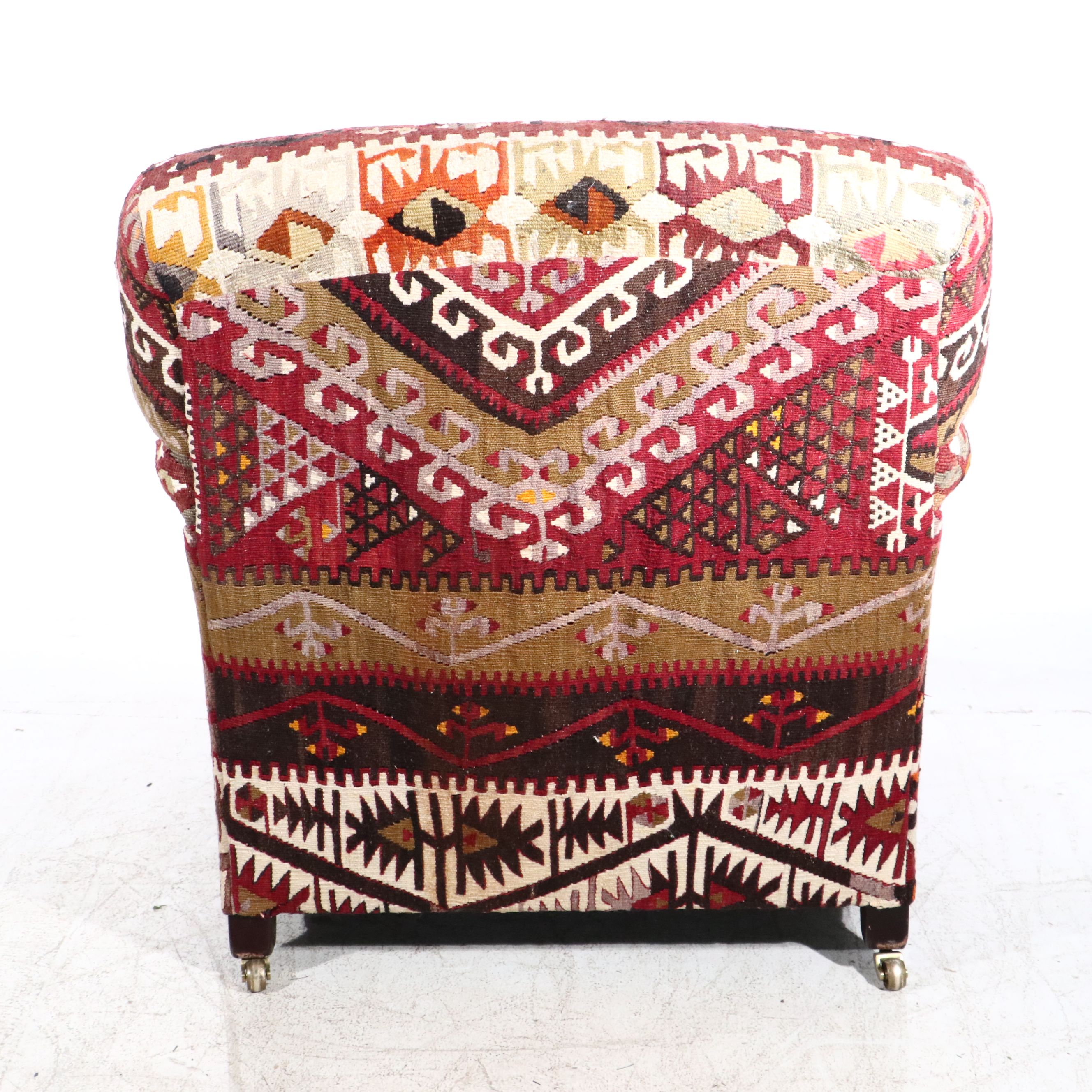 George Smith Ltd. Kilim-Upholstered English Roll-Arm Easy Chair