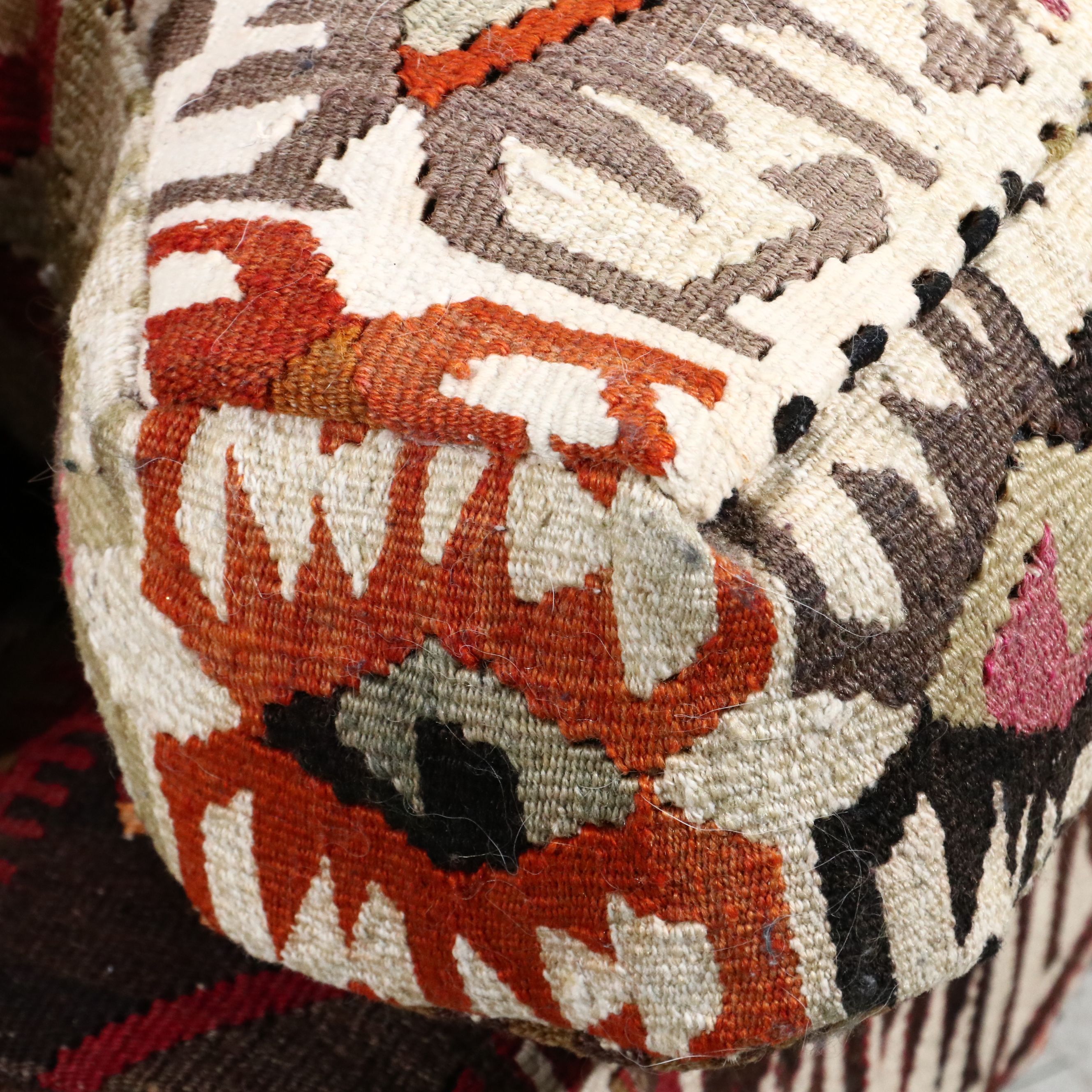 George Smith Ltd. Kilim-Upholstered English Roll-Arm Easy Chair