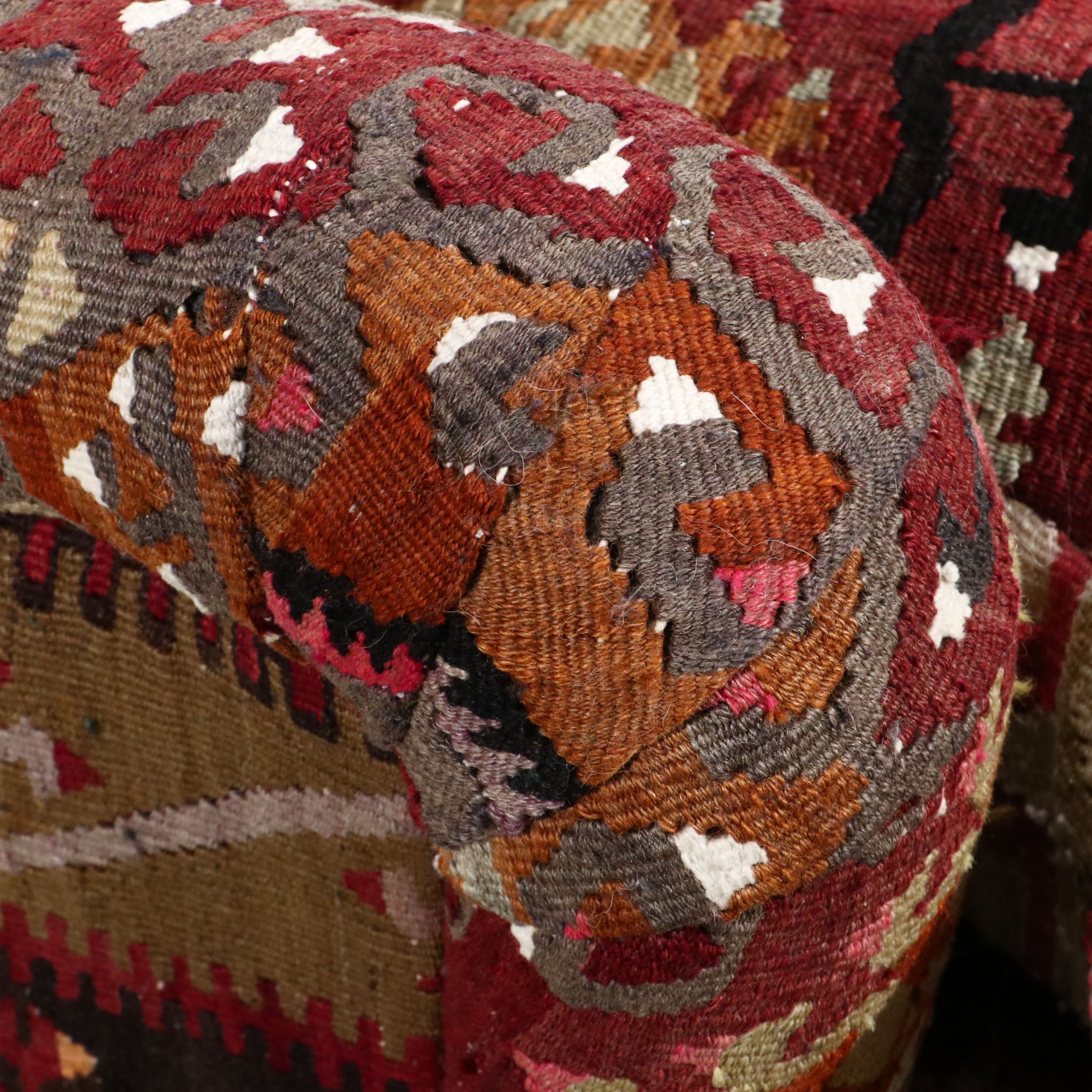 George Smith Ltd. Kilim-Upholstered English Roll-Arm Easy Chair