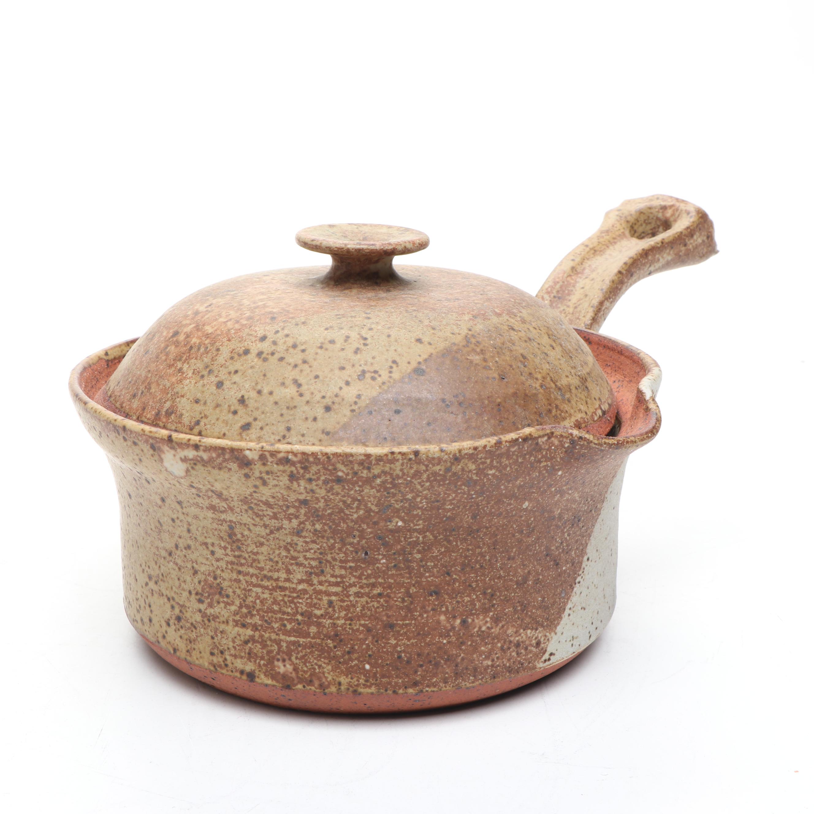 Signed Art Pottery Ceramic Pot and Pan