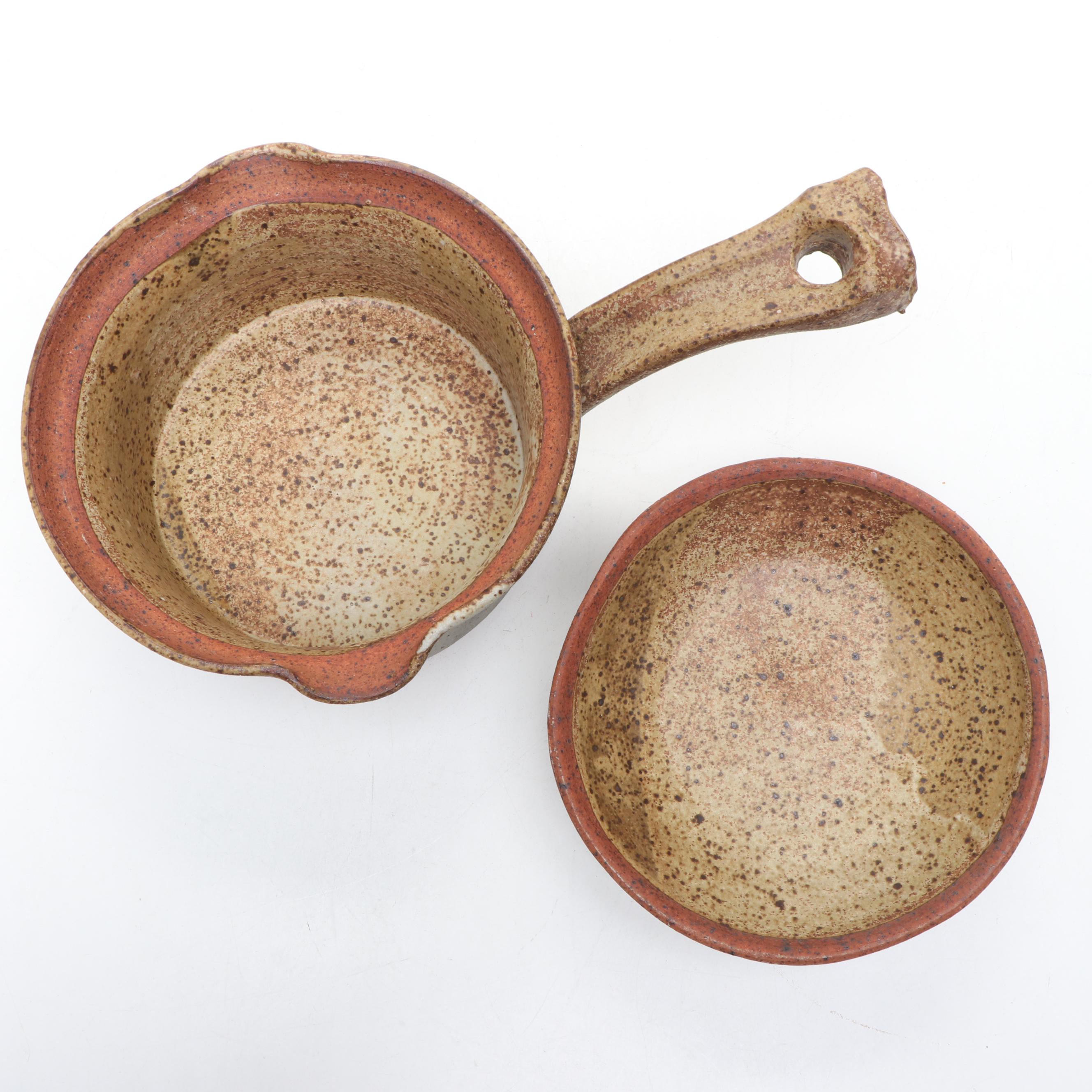 Signed Art Pottery Ceramic Pot and Pan