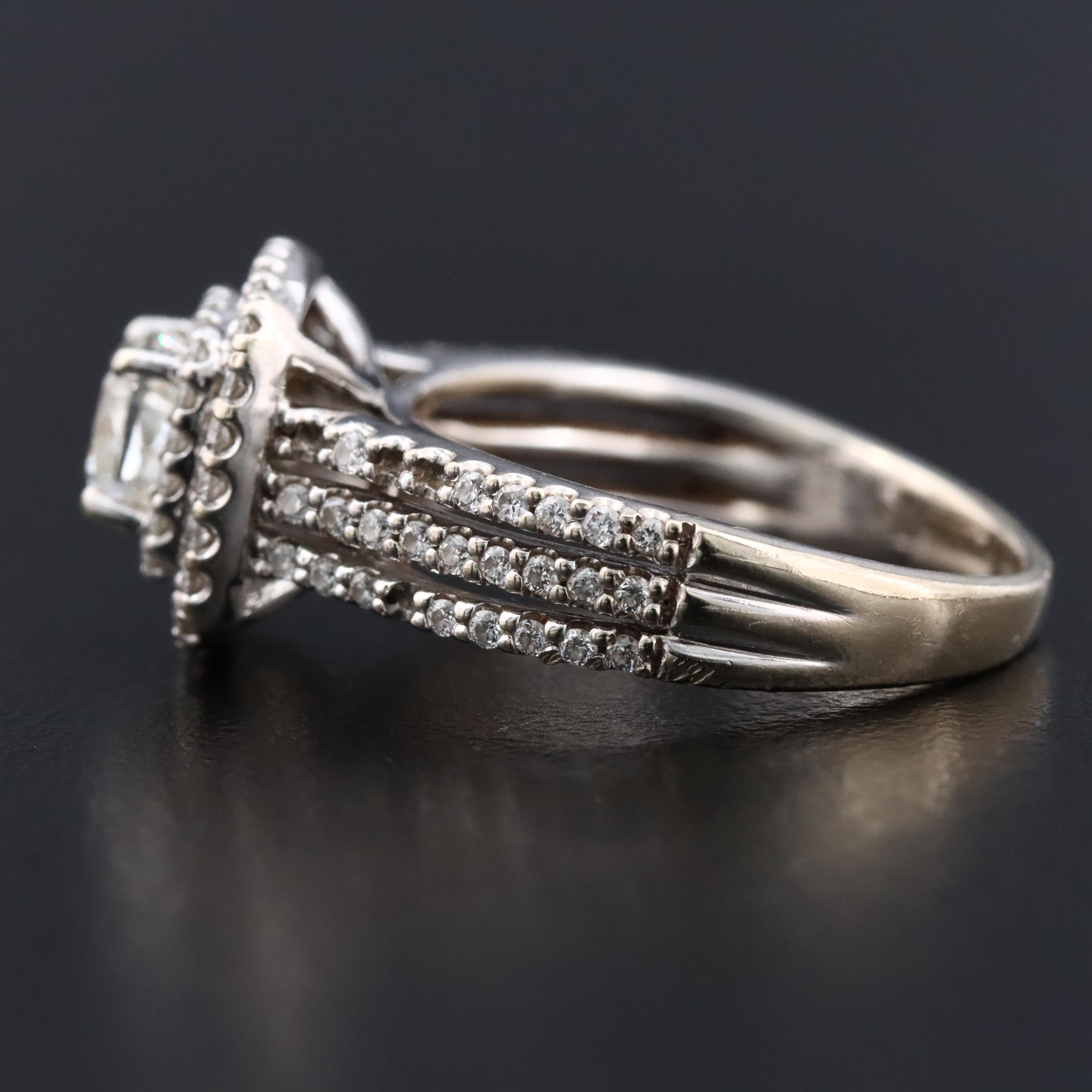 14K 0.90 CTW Diamond Double Halo Ring