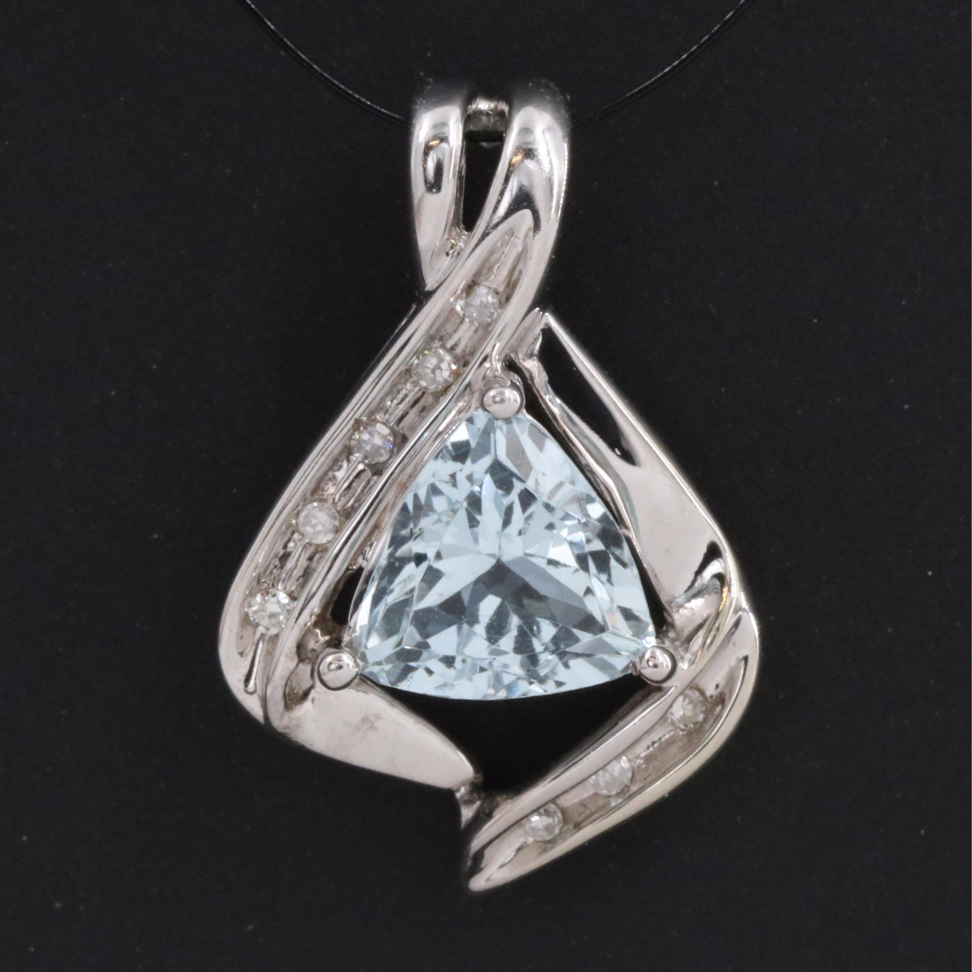 10K Aquamarine and Diamond Pendant