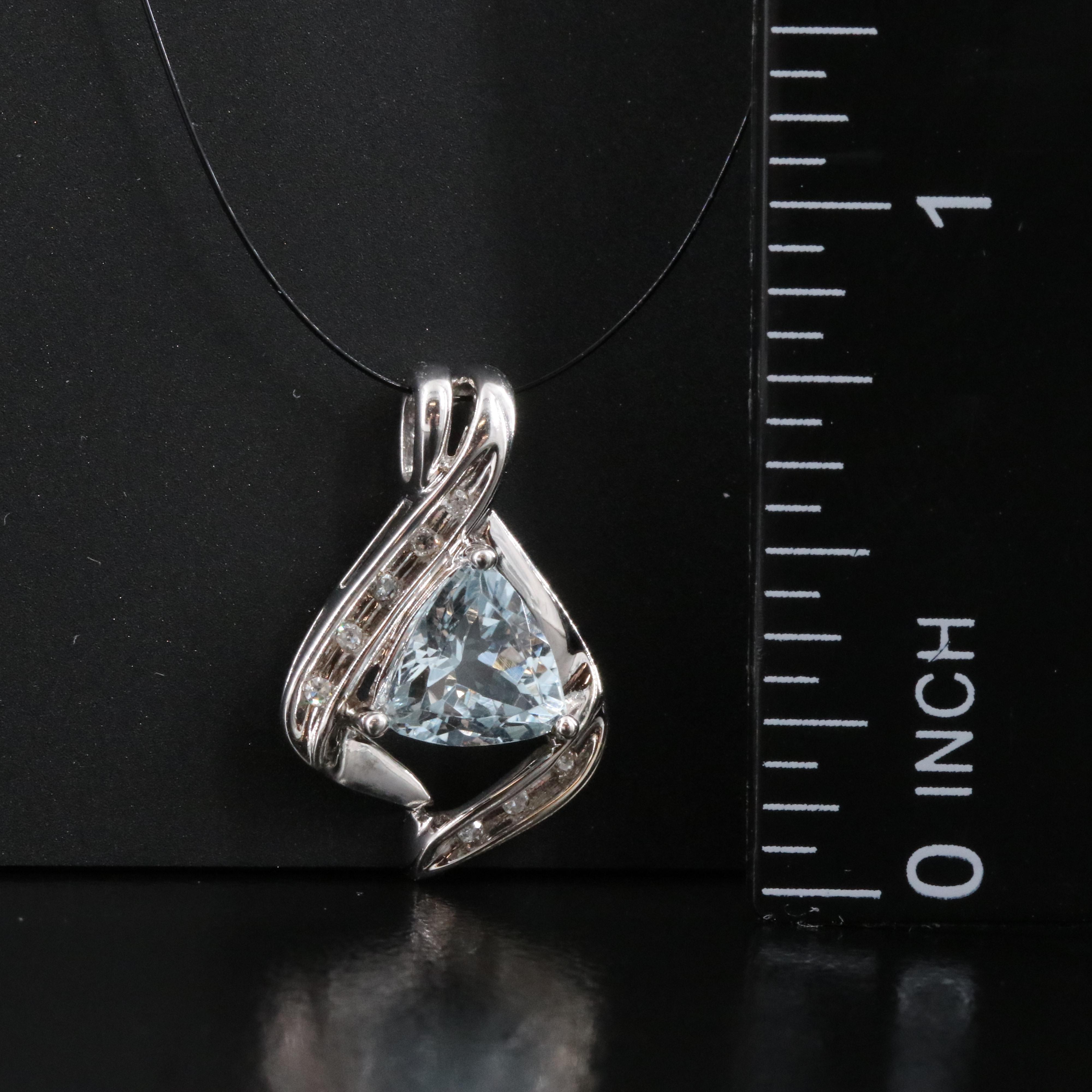 10K Aquamarine and Diamond Pendant