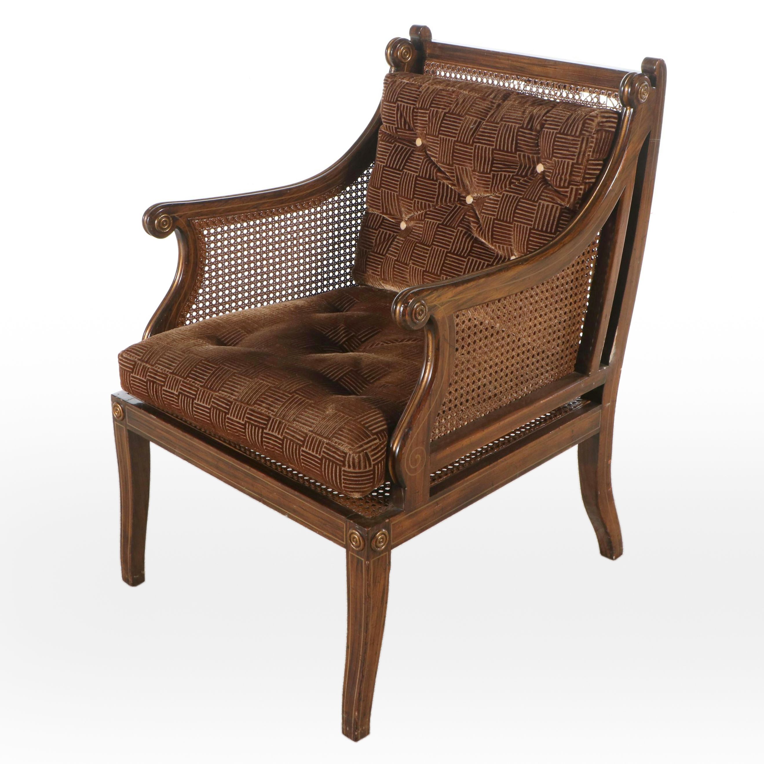 Regency Style Rosewood Grain-Painted Caned Armchair