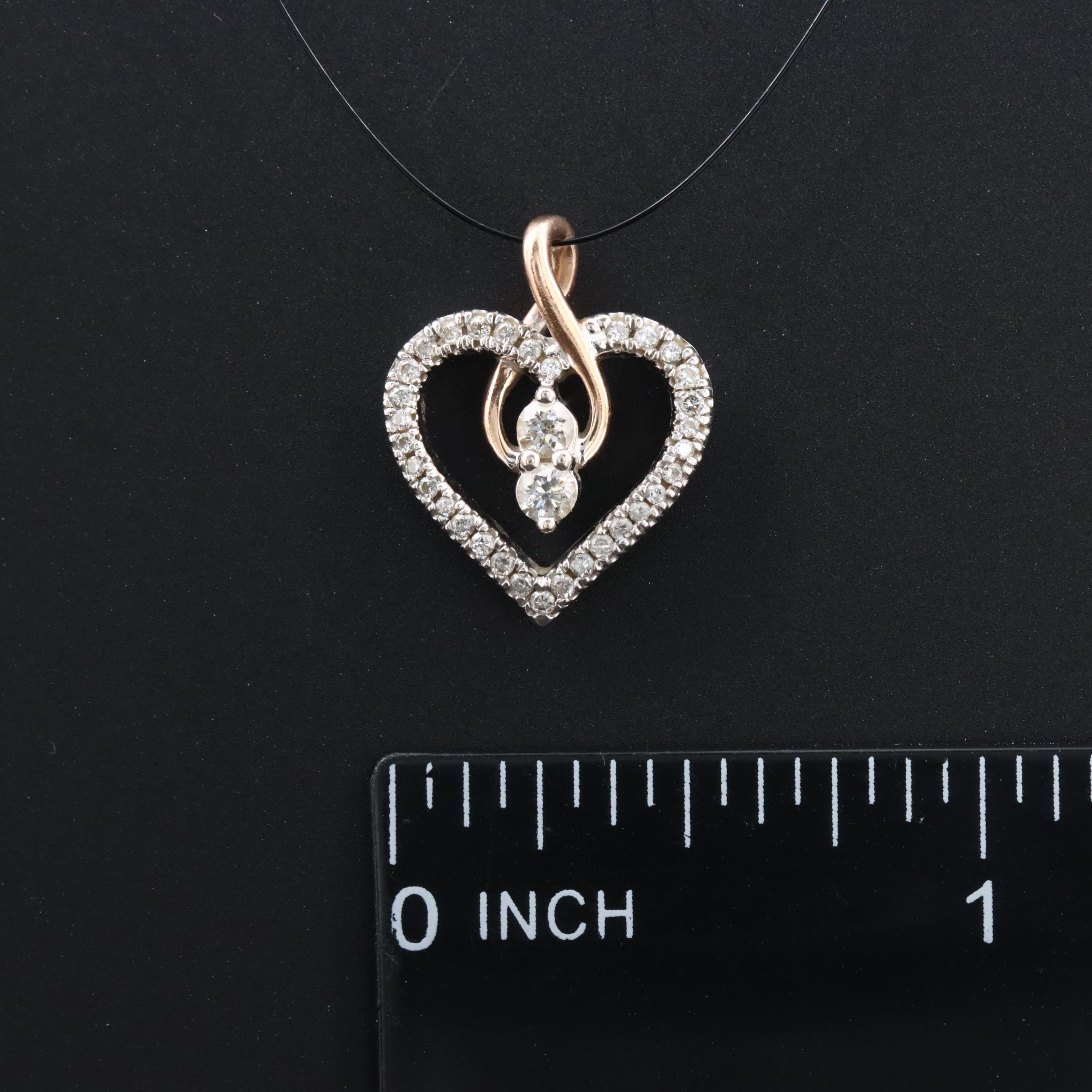 Forevermark "Ever Us™" 14K 0.24 CTW Diamond Heart Pendant w/ a Rose Gold Accent