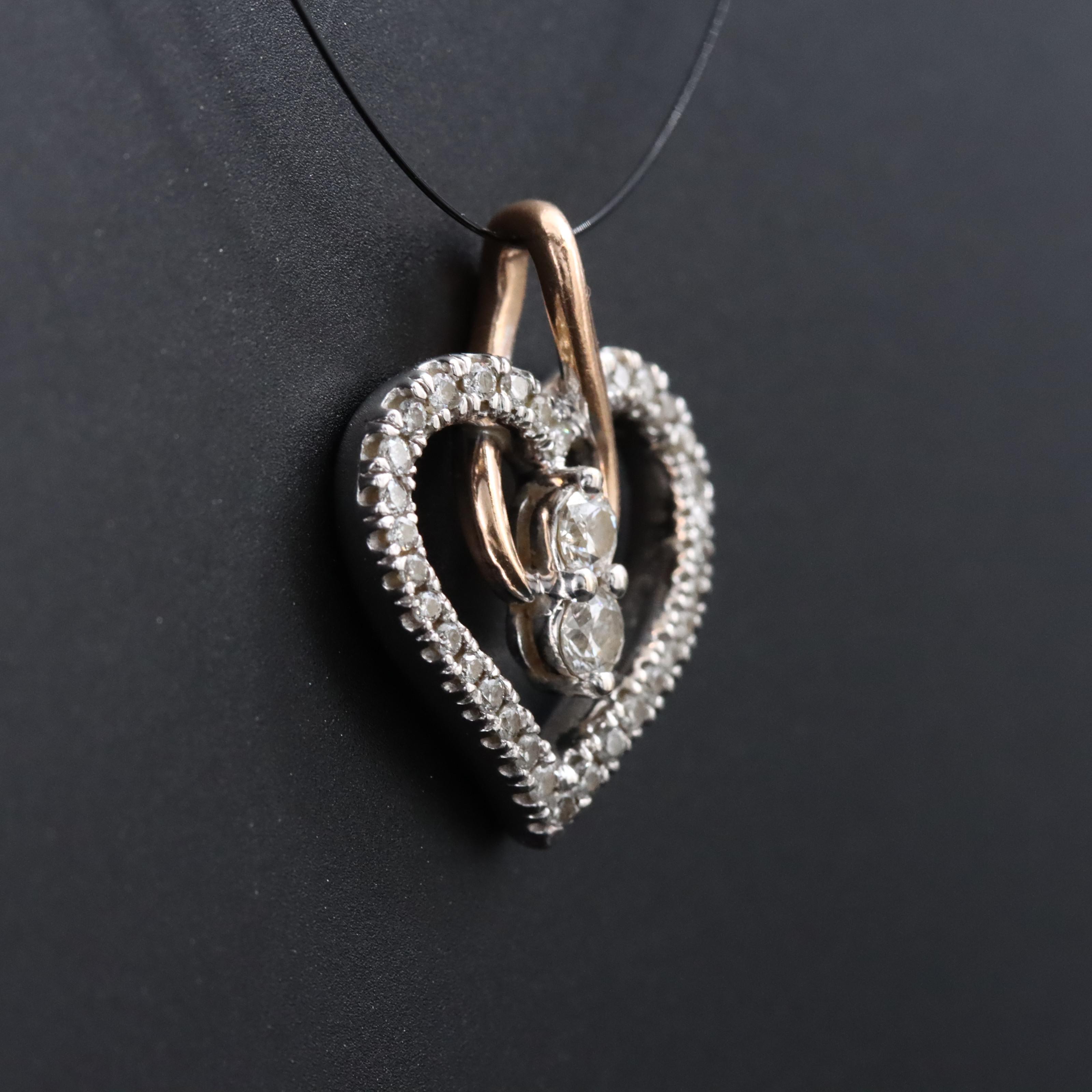 Forevermark "Ever Us™" 14K 0.24 CTW Diamond Heart Pendant w/ a Rose Gold Accent