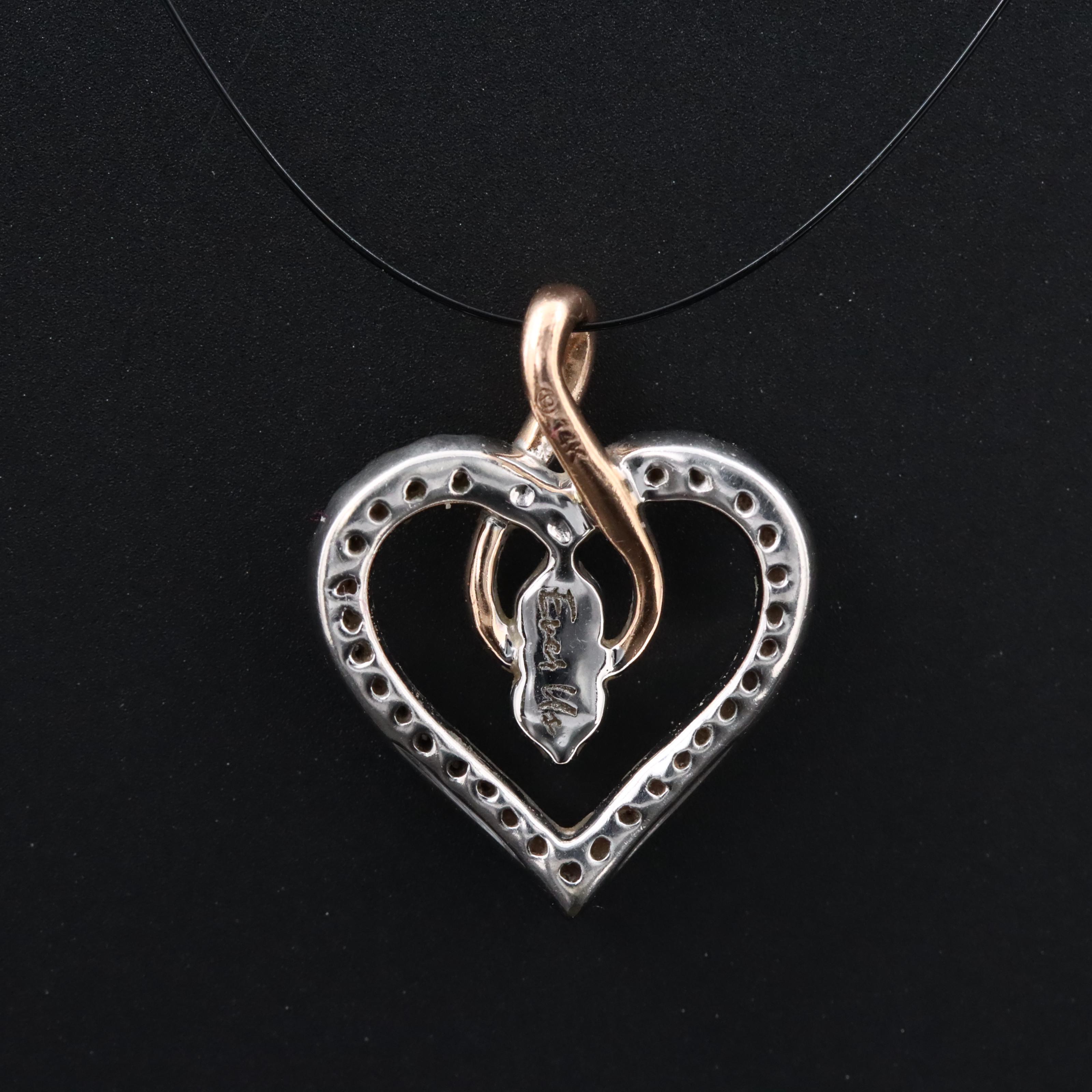 Forevermark "Ever Us™" 14K 0.24 CTW Diamond Heart Pendant w/ a Rose Gold Accent