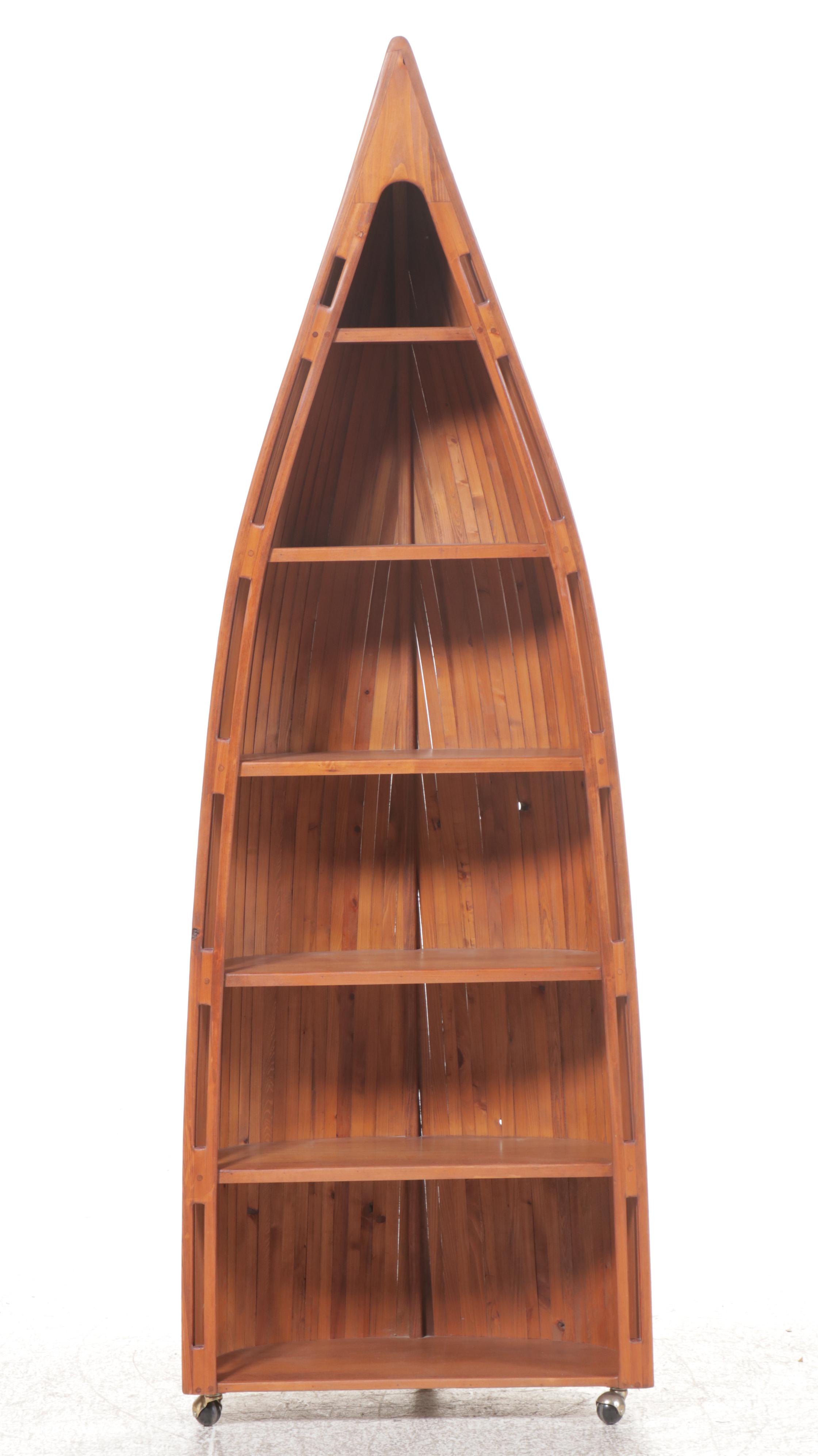 Wooden Boat Hull Shaped Shelving Unit