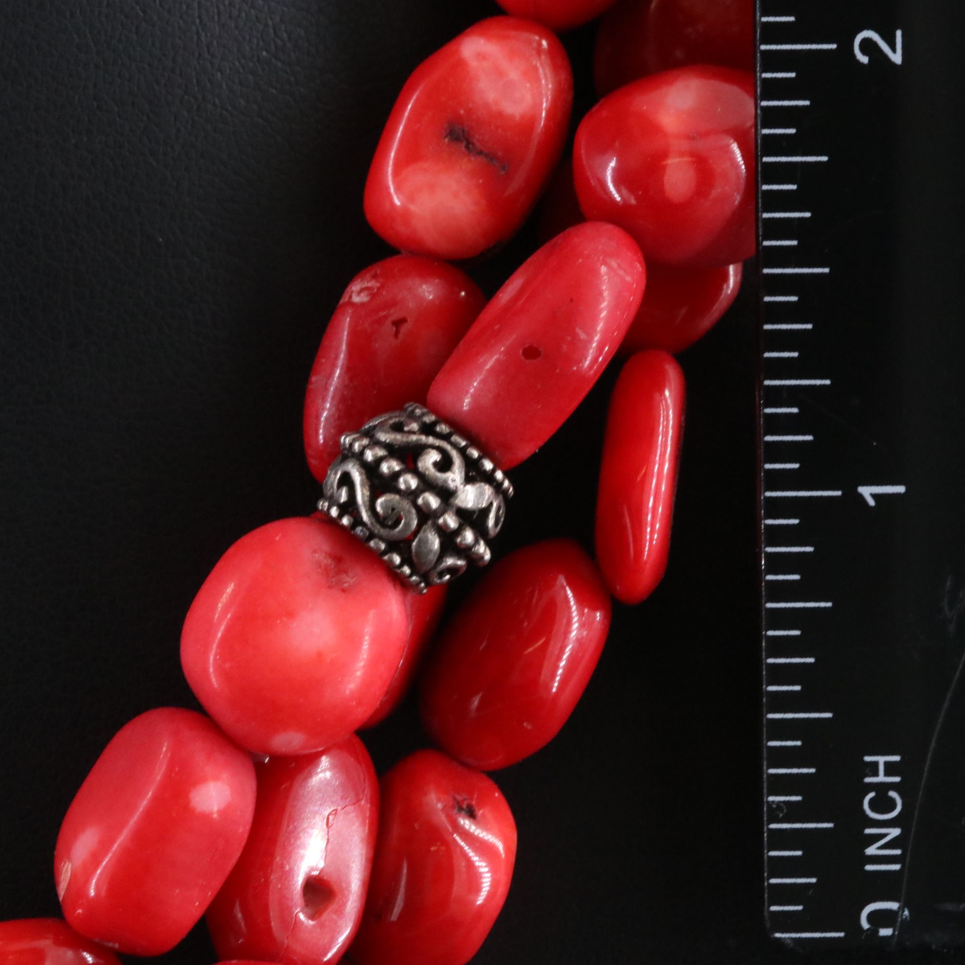 Sterling Coral Bead Necklace