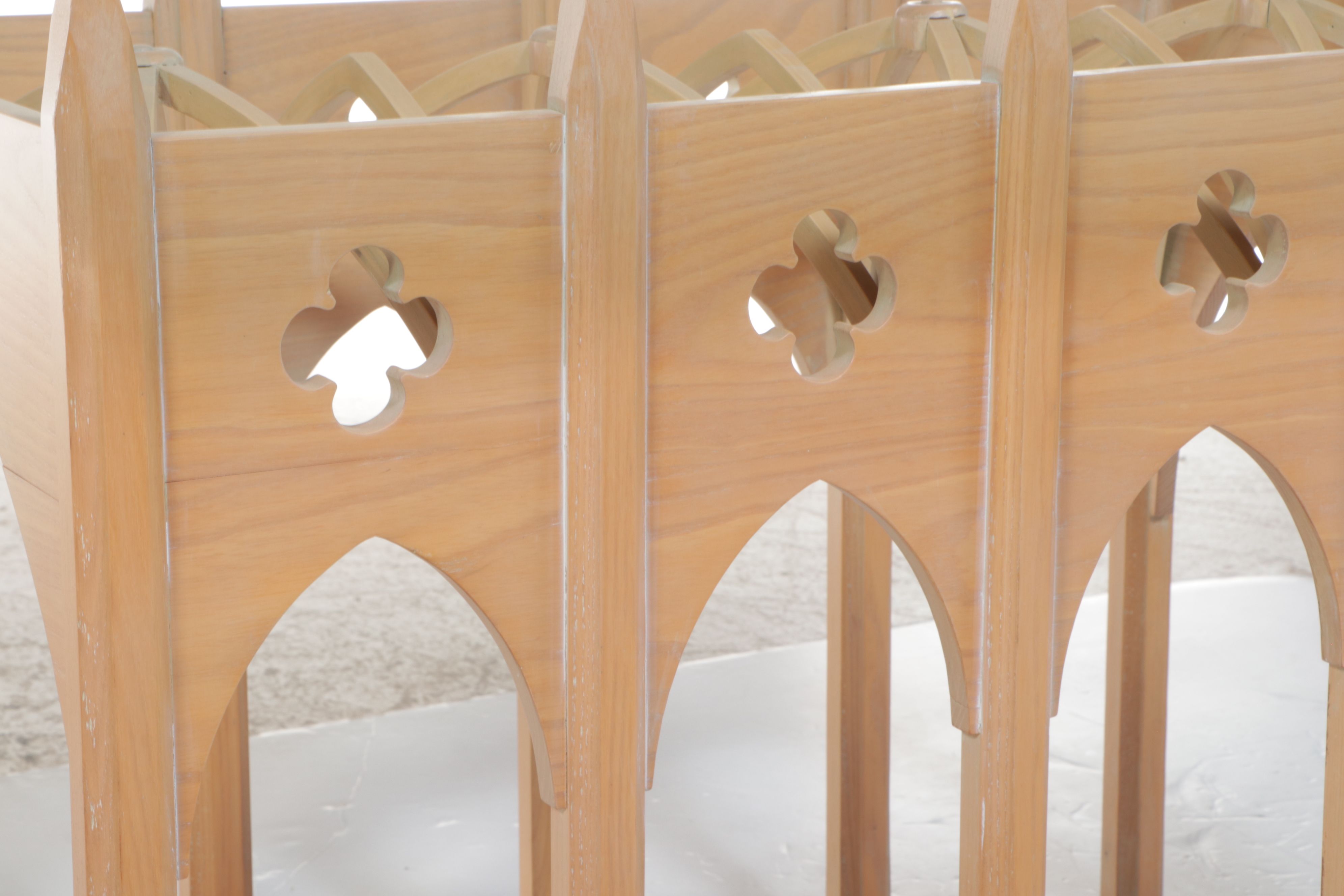 Gothic Style Natural Finish Table with Glass Top