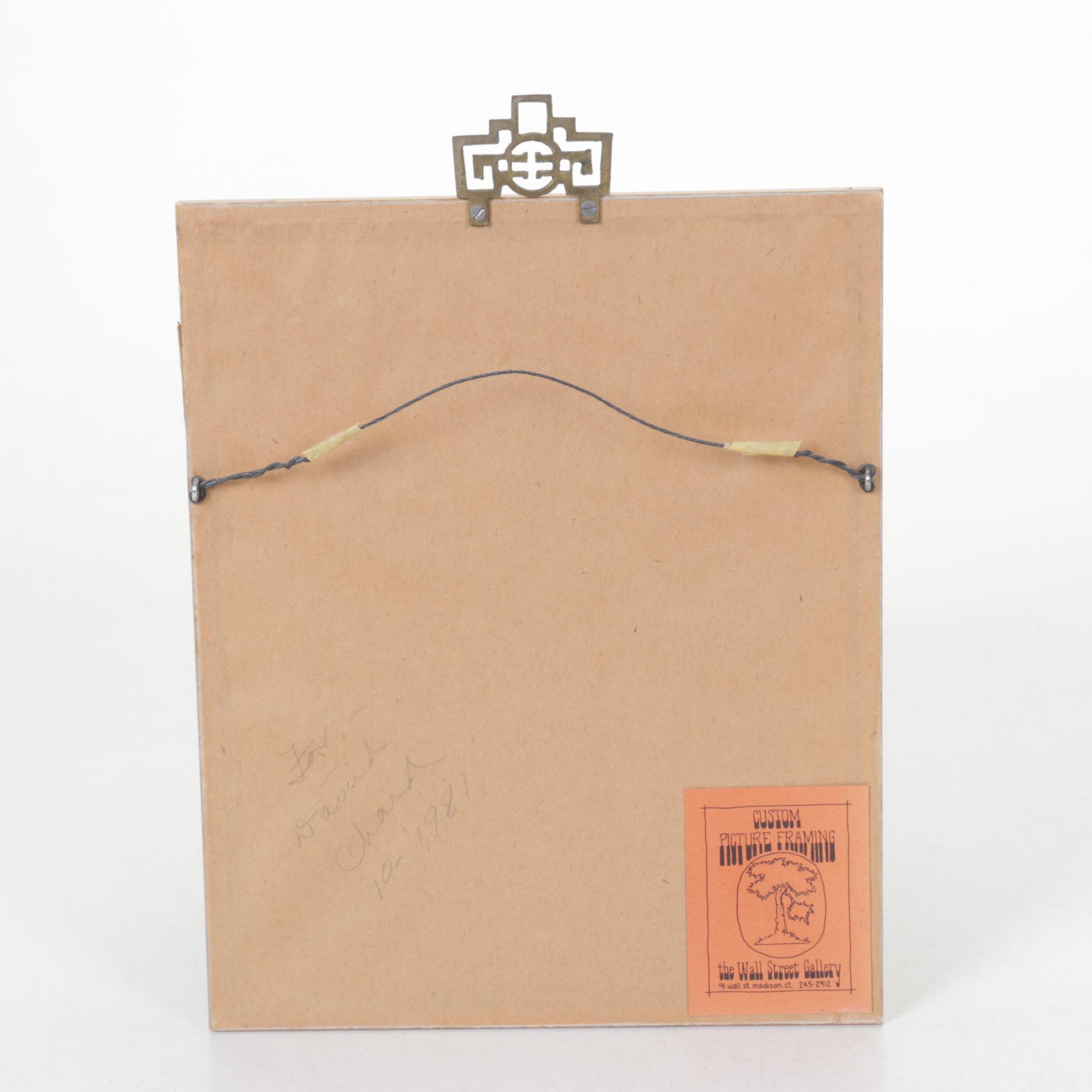 Chinese Watercolor Landscape Painting of Lone Fisherman In Mountain River Valley