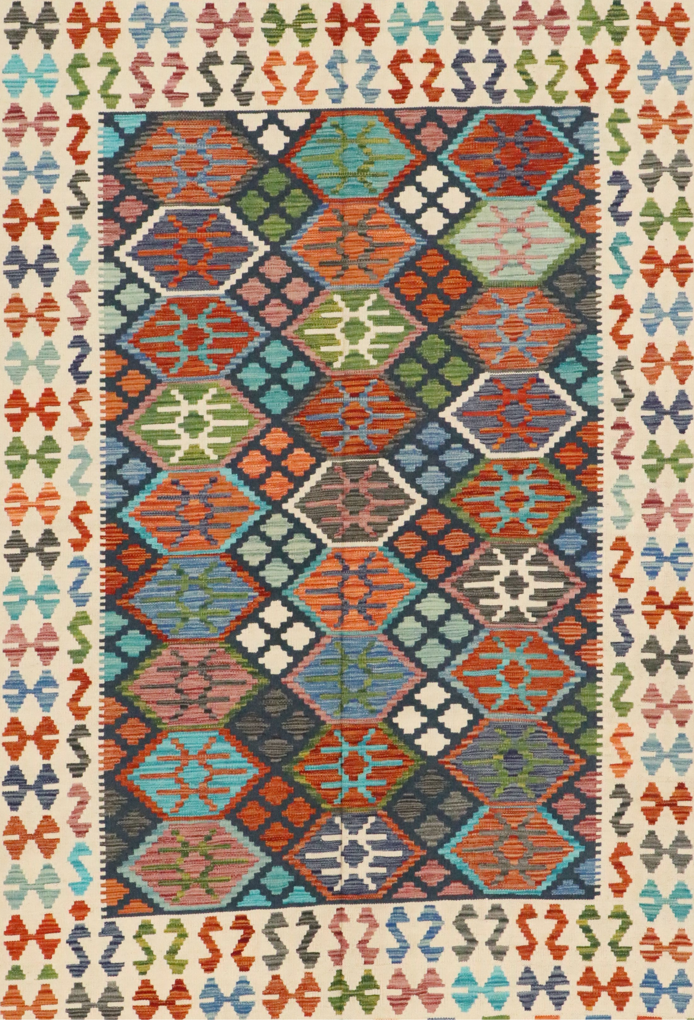 5'10 x 8'2 Handwoven Pakistani Kilim Area Rug